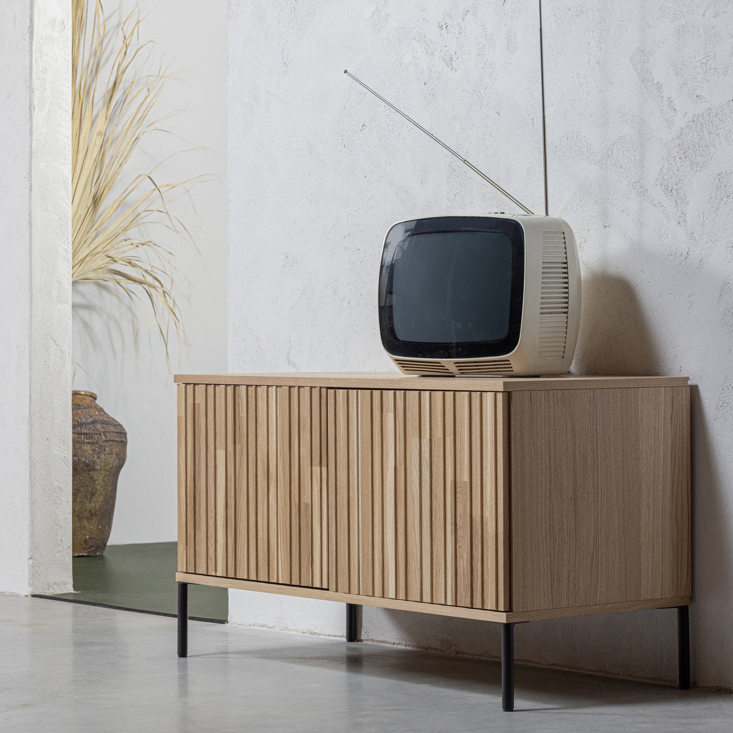TV-meubel New Gravure Grenen 100cm, kleur Naturel - Afbeelding 9