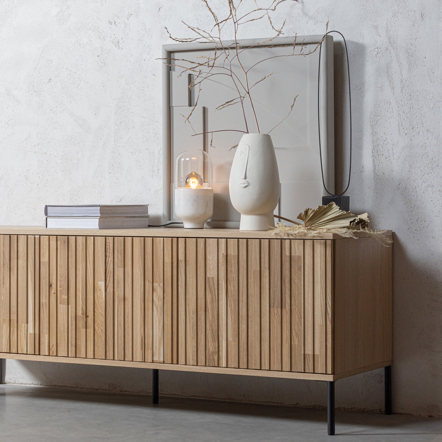 TV-meubel New Gravure Grenen 150cm, kleur Naturel - Afbeelding 7