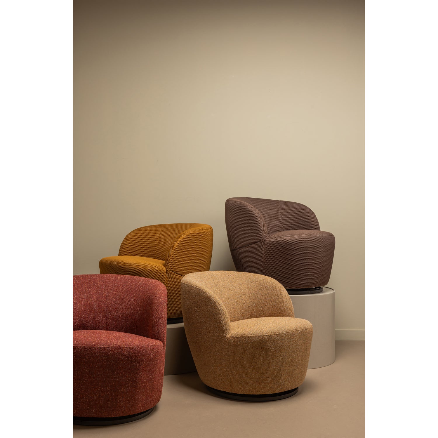 Draaibare Fauteuil Serra Geweven Stof Curry - Melange - Afbeelding 11