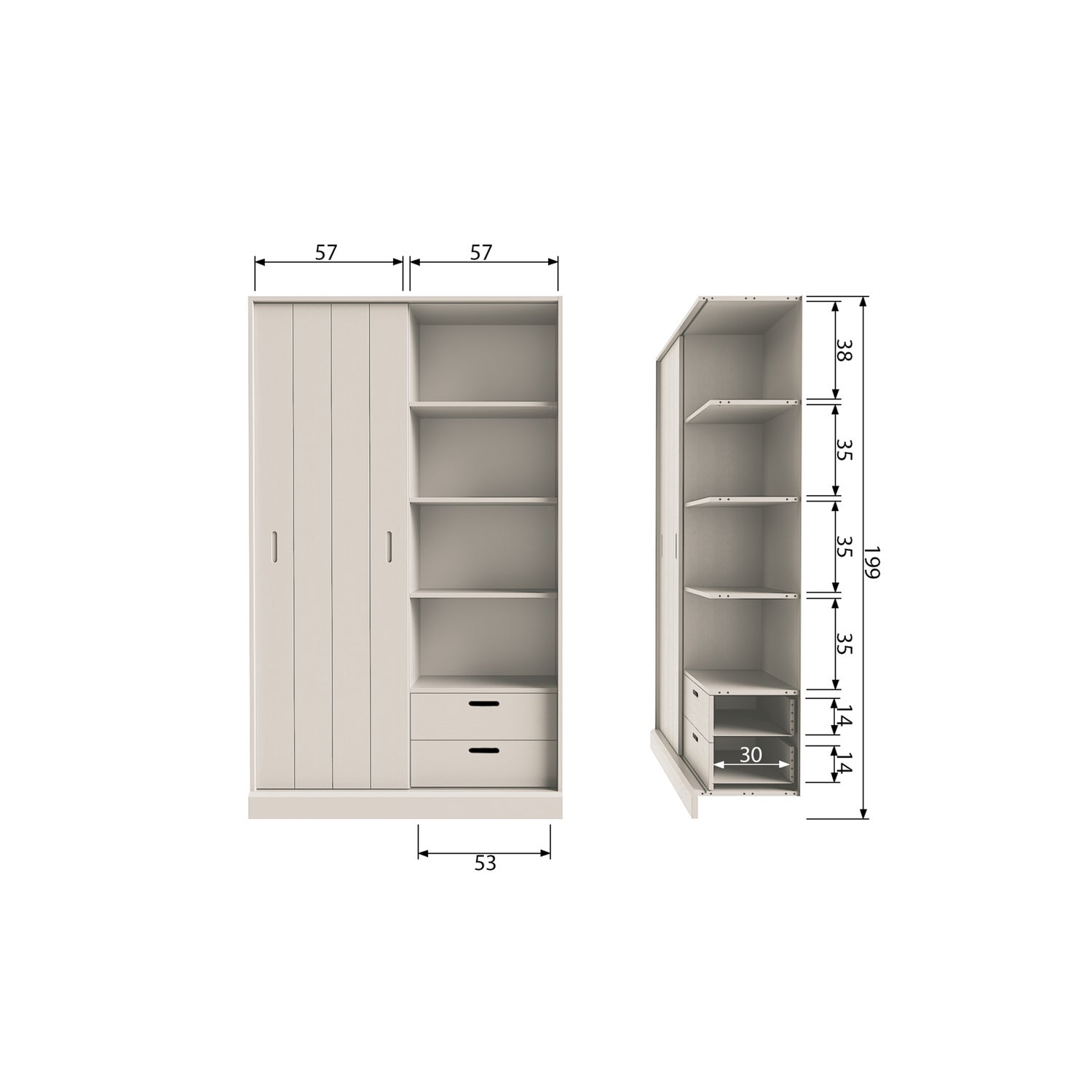 Opbergkast Mila Grenenhout, kleur Dust - Afbeelding 17
