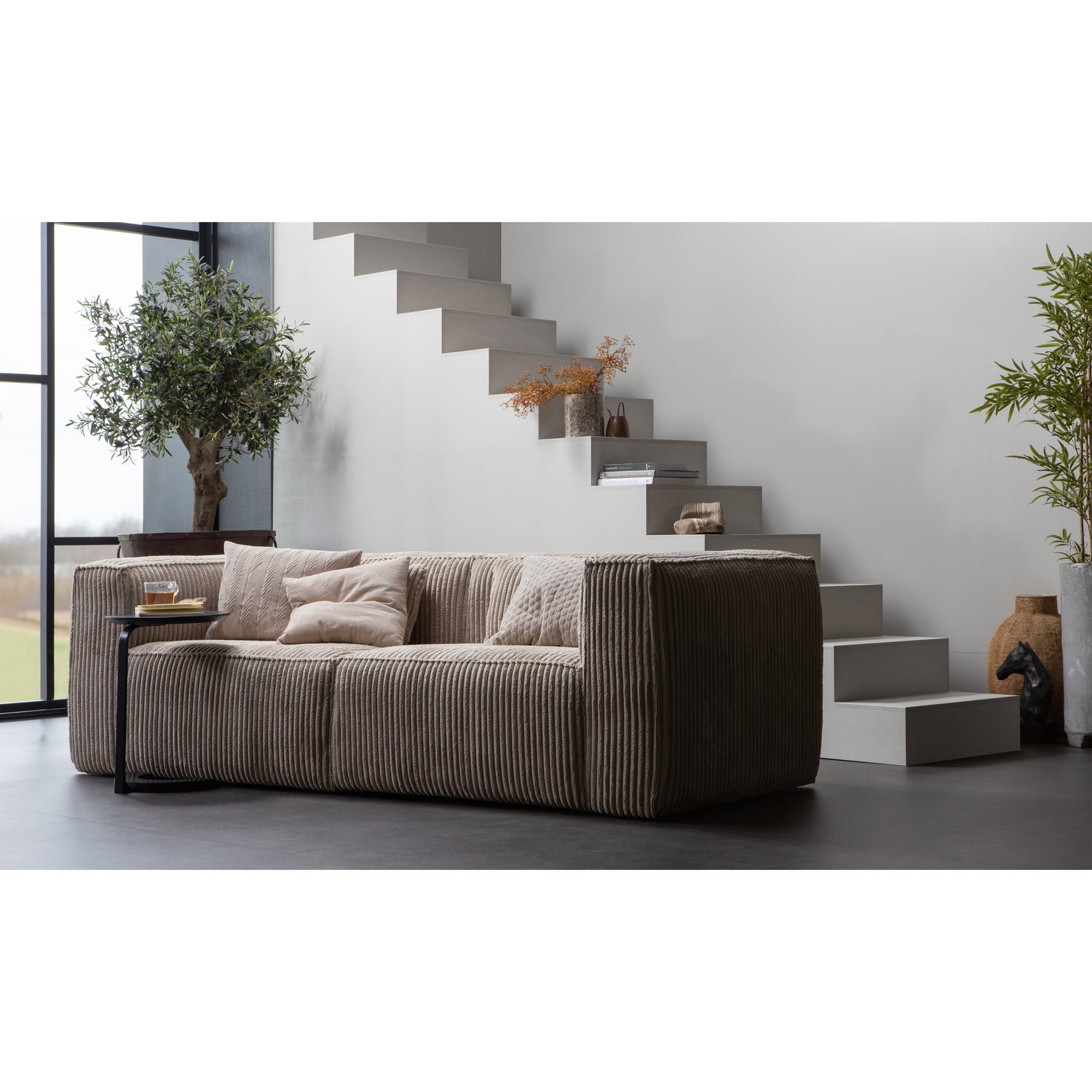 Bean 3,5-zits bank grove ribstof travertin - Afbeelding 7