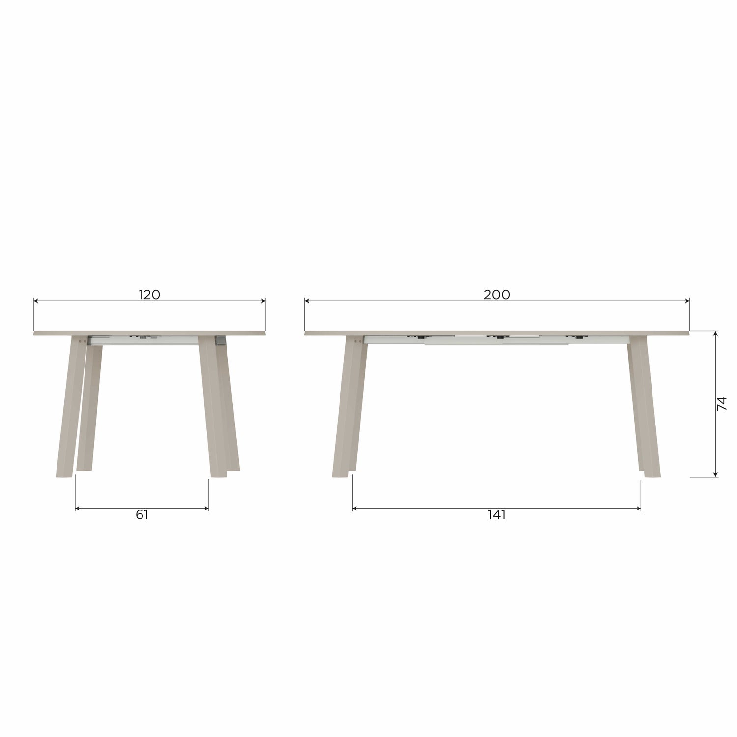 Uitschuifbare Eettafel Janne Eikenhout, 120cm, kleur Dakargrau - Afbeelding 14