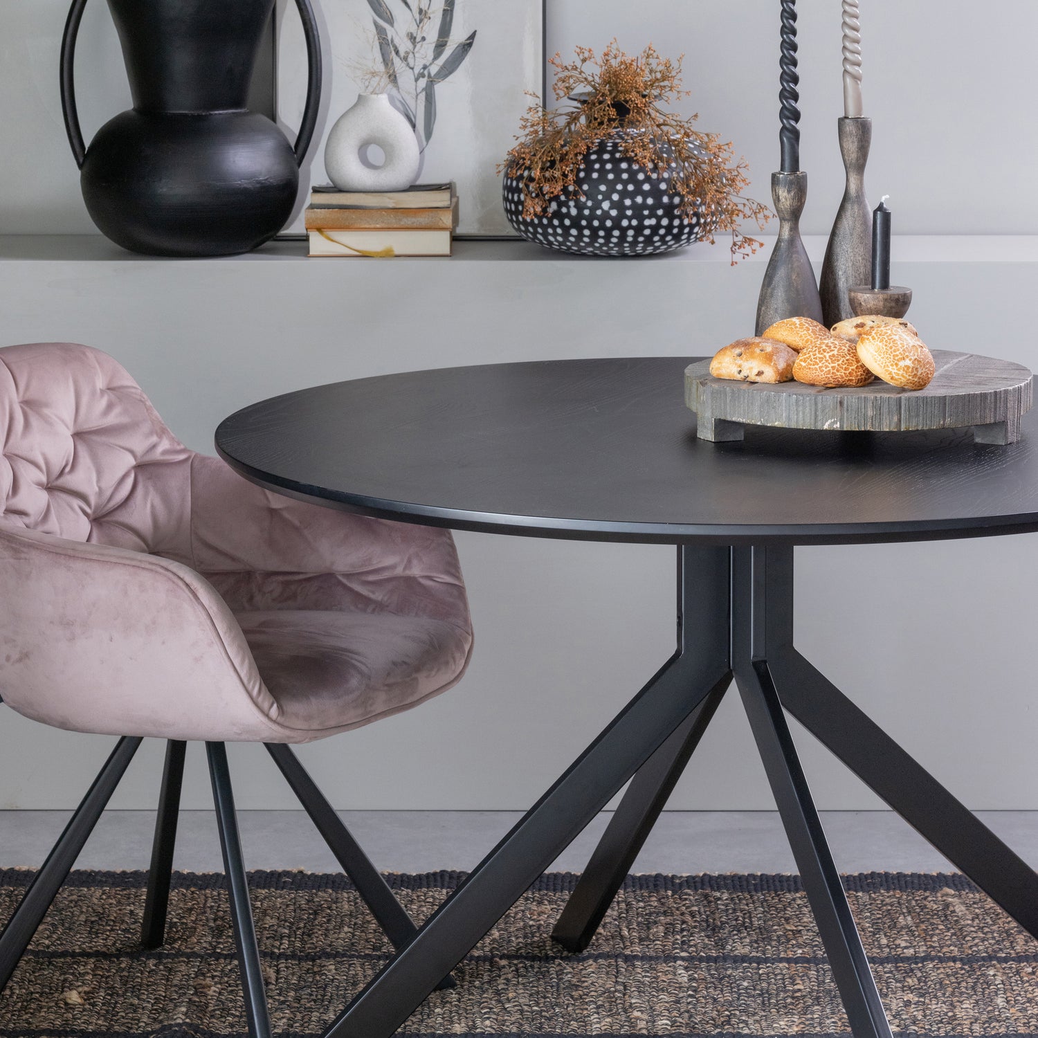Ronde Eettafel Bruno 120cm, kleur zwart - Afbeelding 6