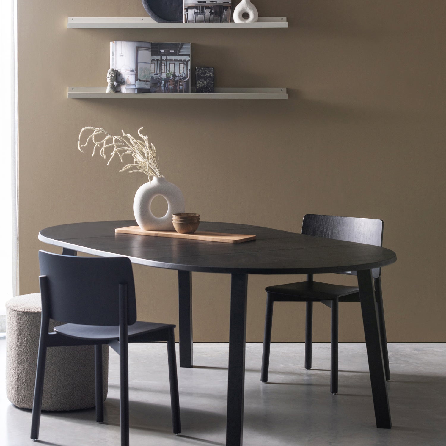 Uitschuifbare Ronde Eettafel Lange Jan Eiken 120-200 x 120 cm - Zwart - Afbeelding 12