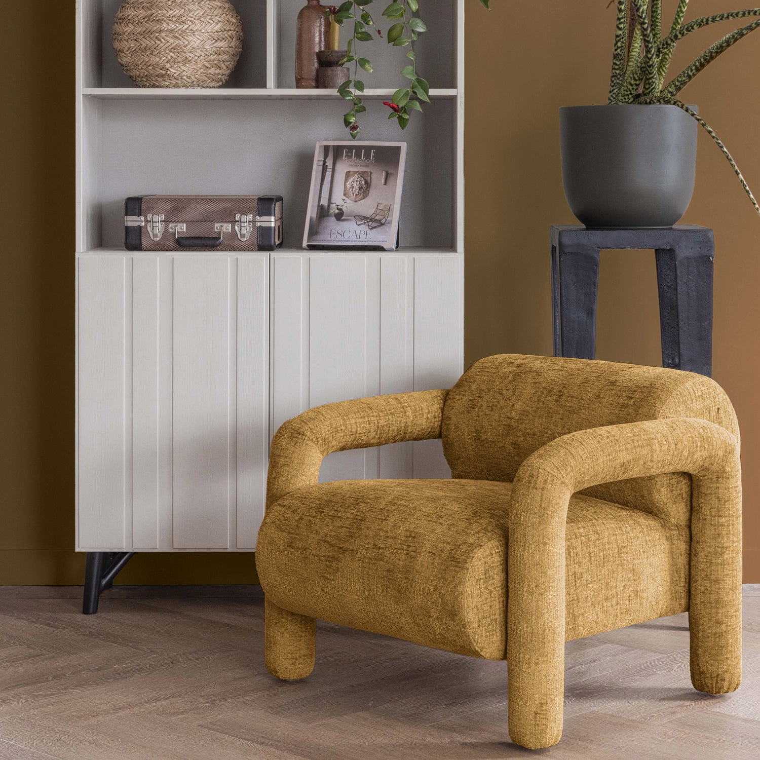 Fauteuil Lenny Structure Velvet - Goud - Afbeelding 12