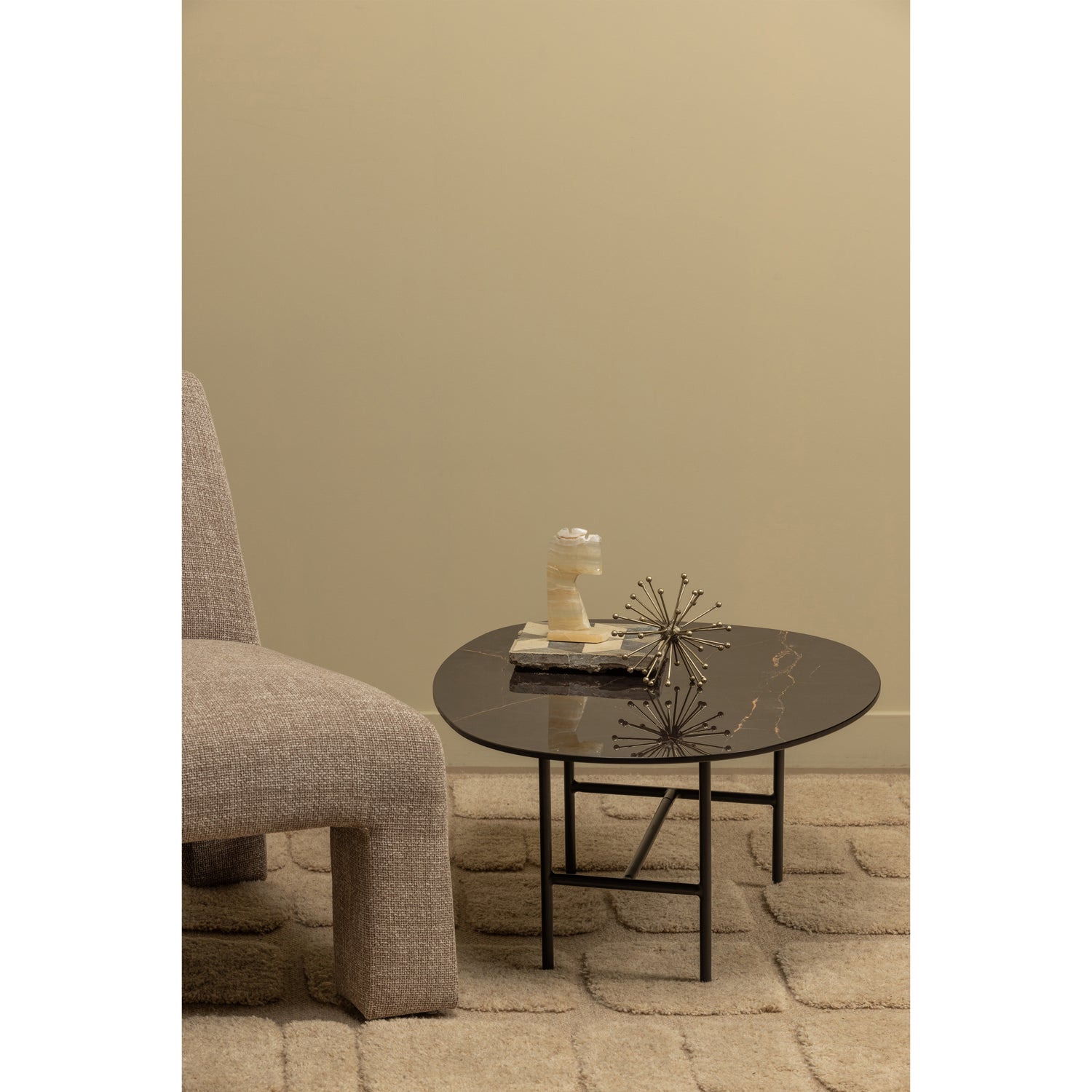 Salontafel Vajen Zwart Marmeren Look Blad 80x60 cm - Afbeelding 9