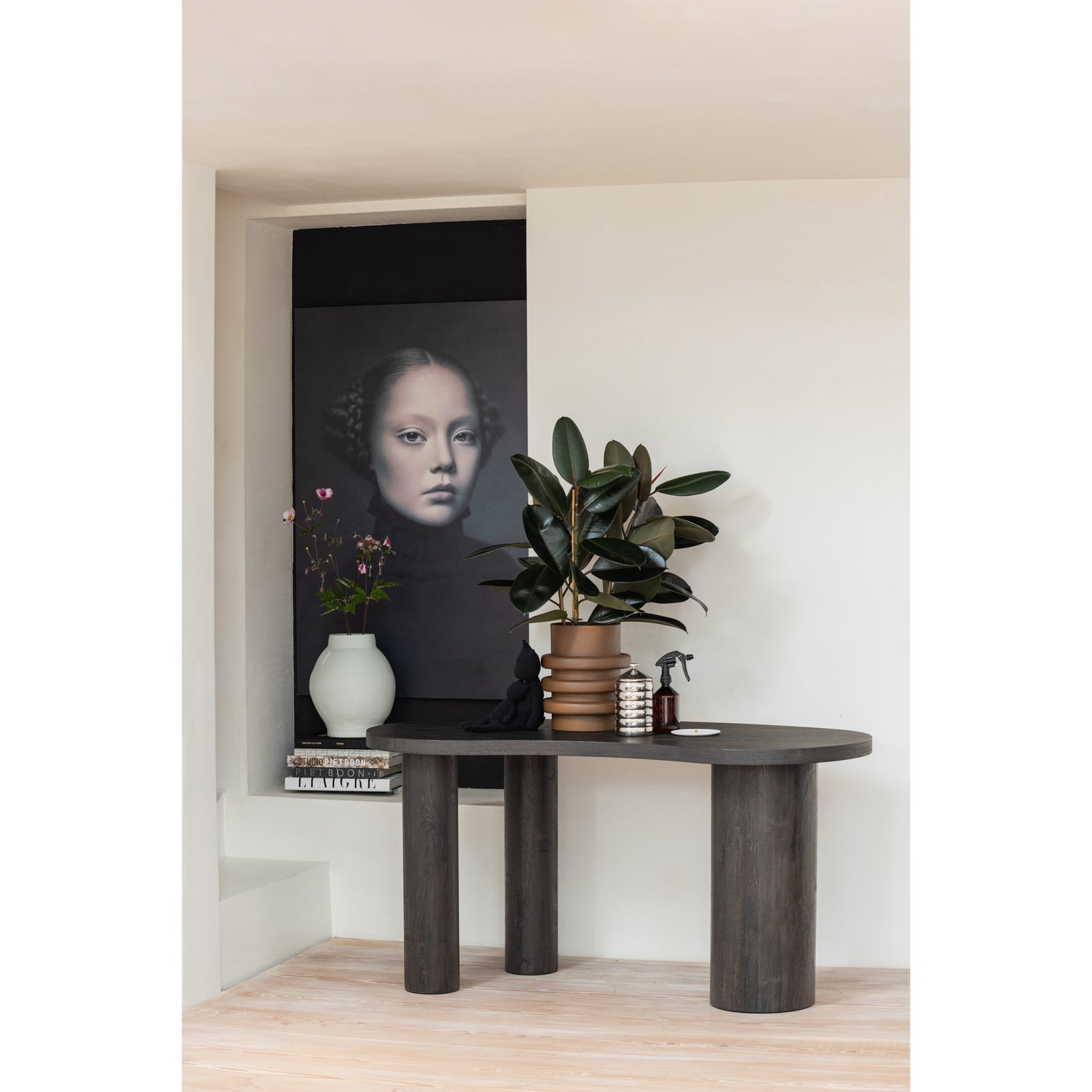 Organisch Bureau / Sidetable Maan MDF 150cm, kleur donkerbruin - Afbeelding 2