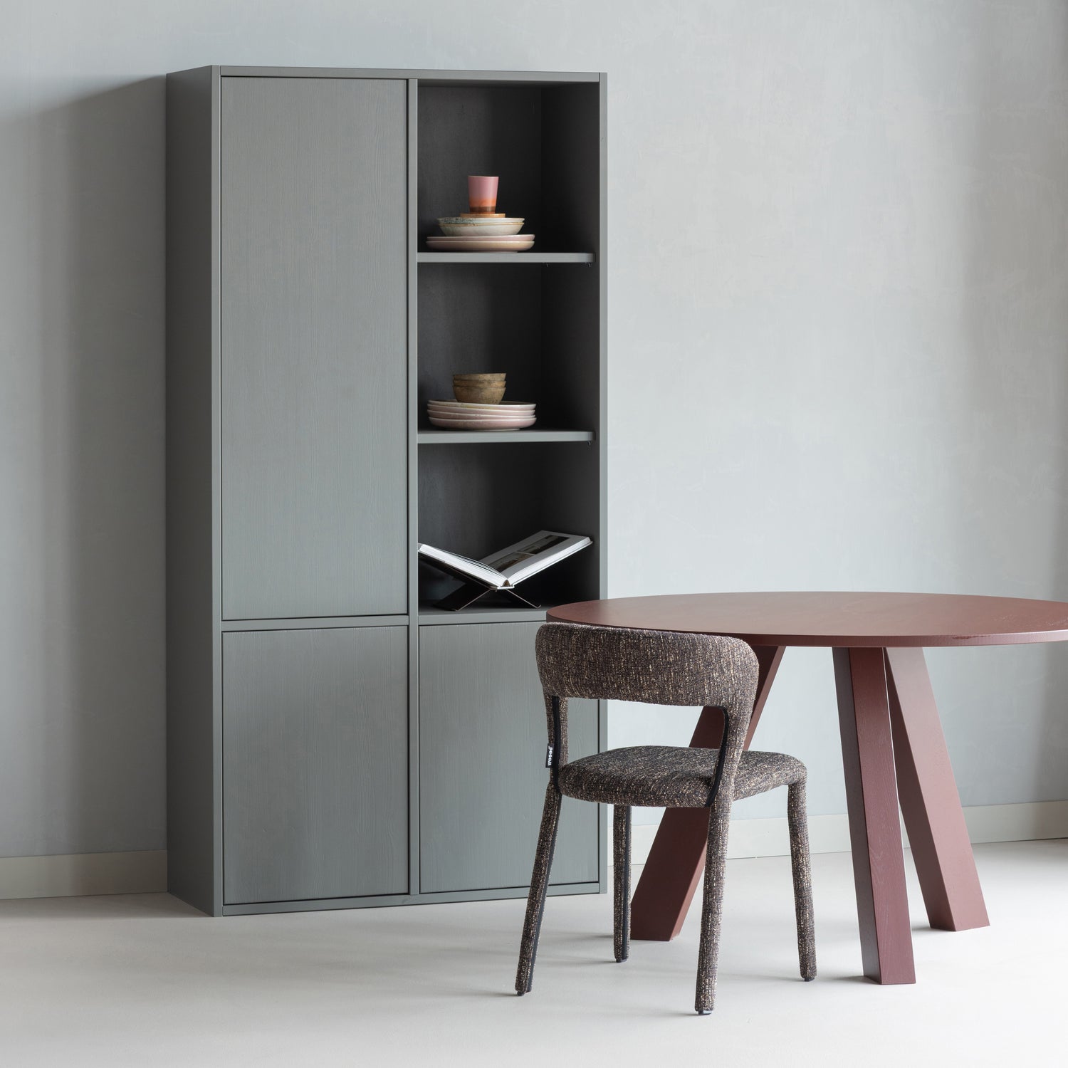 Ronde Eettafel Rhonda Eikenhout - 129 cm - Bordeauxrood - Afbeelding 4