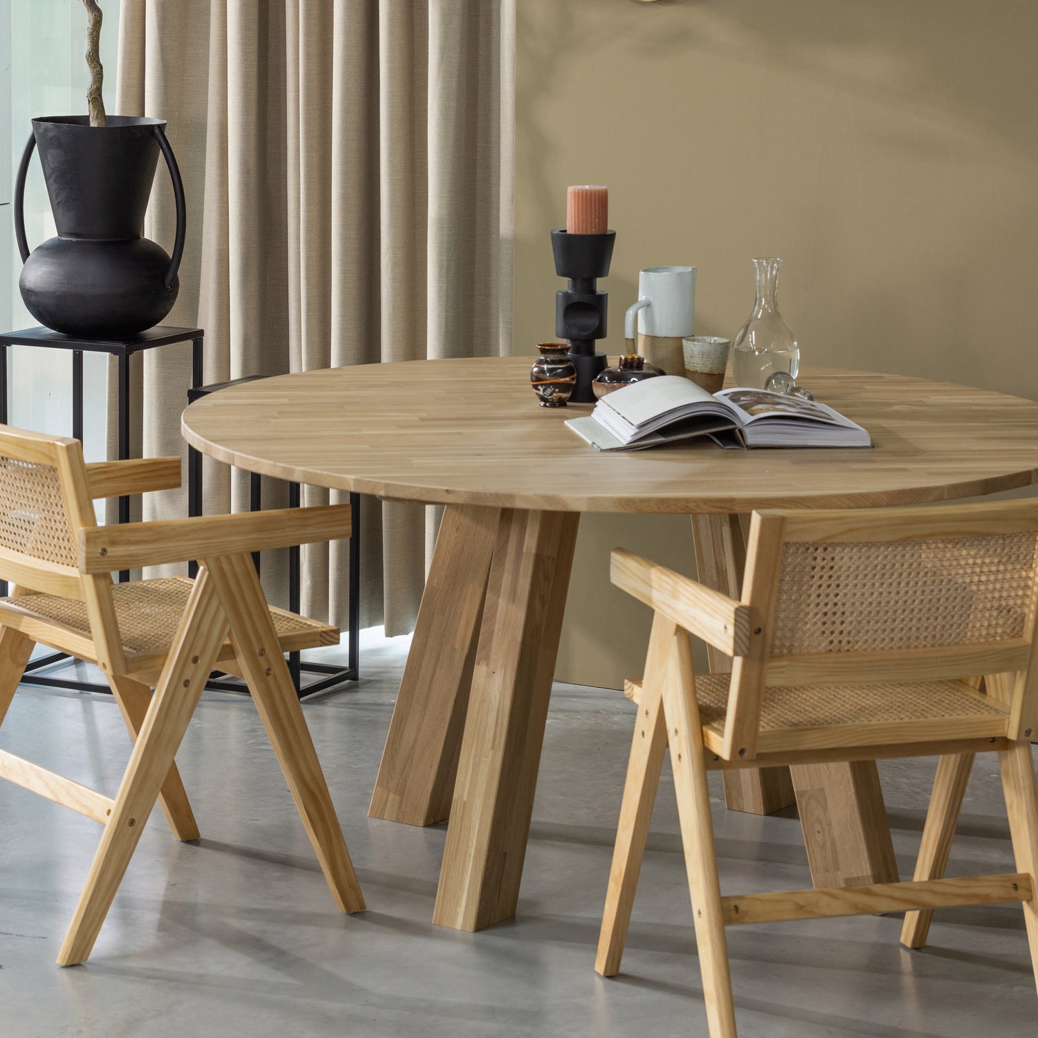 Ronde Eettafel Rhonda Eikenhout Ø150 cm - Naturel - Afbeelding 5