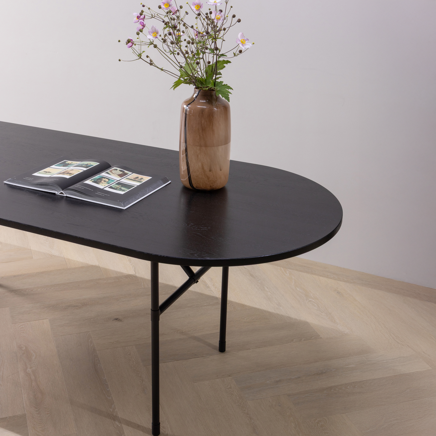 Ovale Eettafel Arthur Eikenhout, 220 x 90cm - Zwart - Afbeelding 3