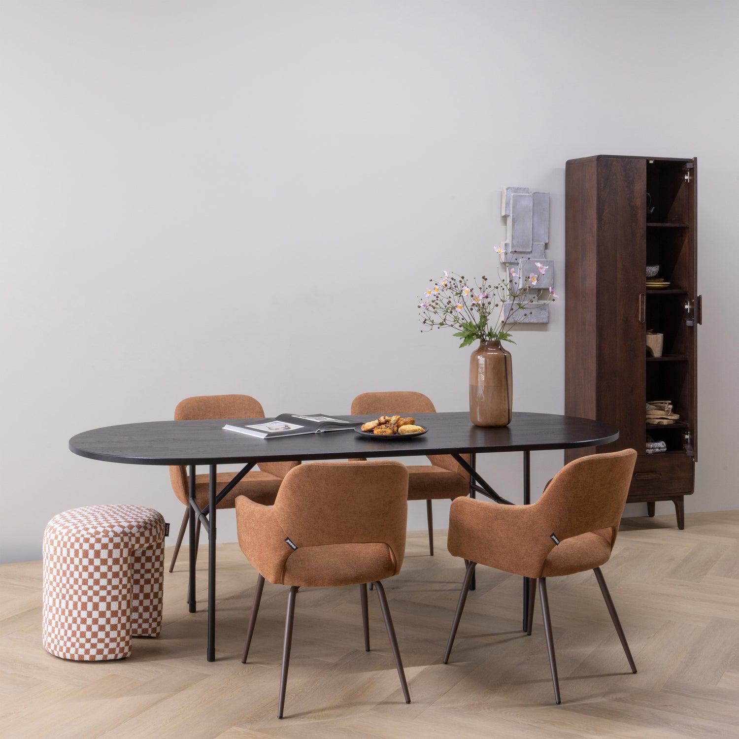 Ovale Eettafel Arthur Eikenhout, 220 x 90cm - Zwart - Afbeelding 2