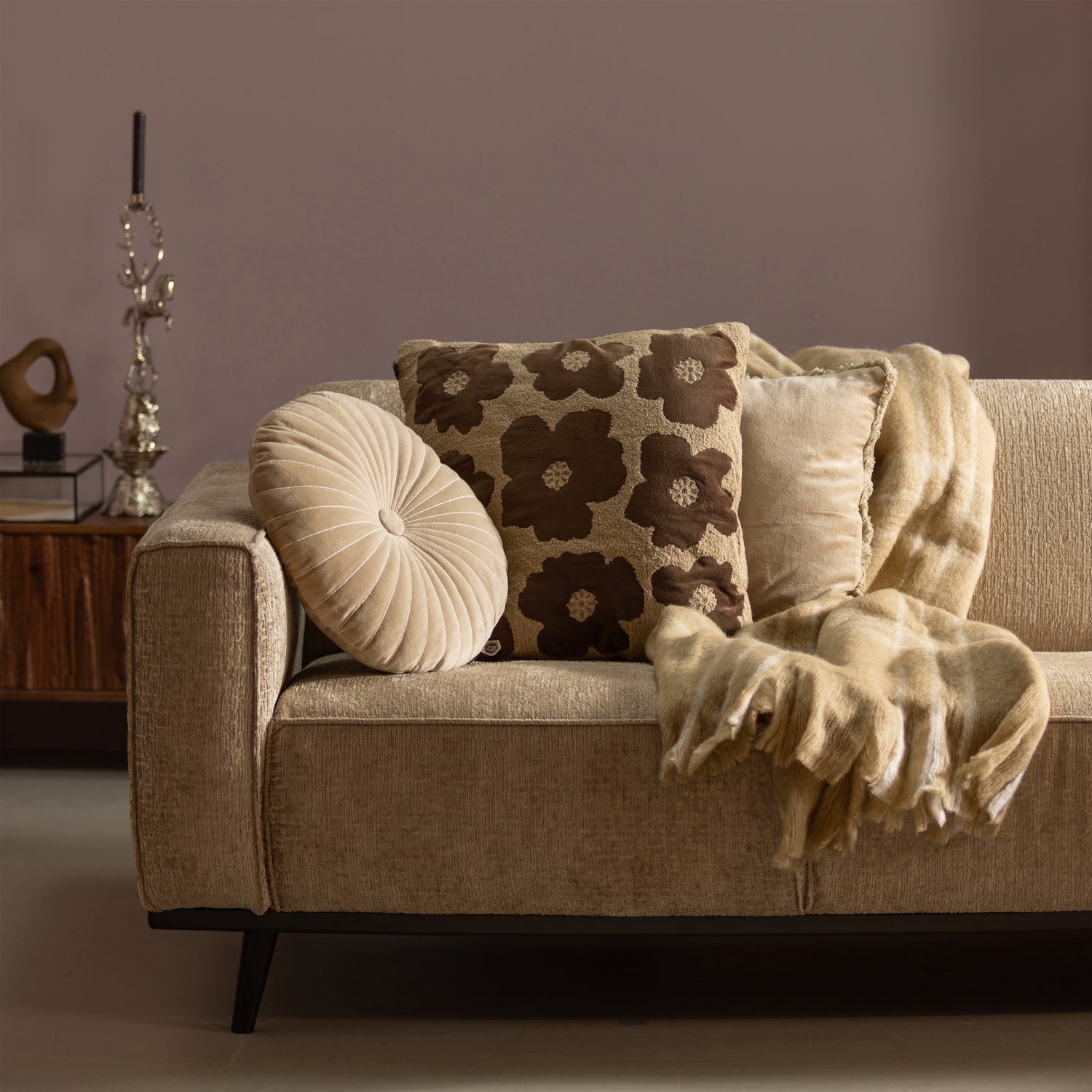 Statement 3-zits bank 230 cm structure velvet wheatfield - Afbeelding 7