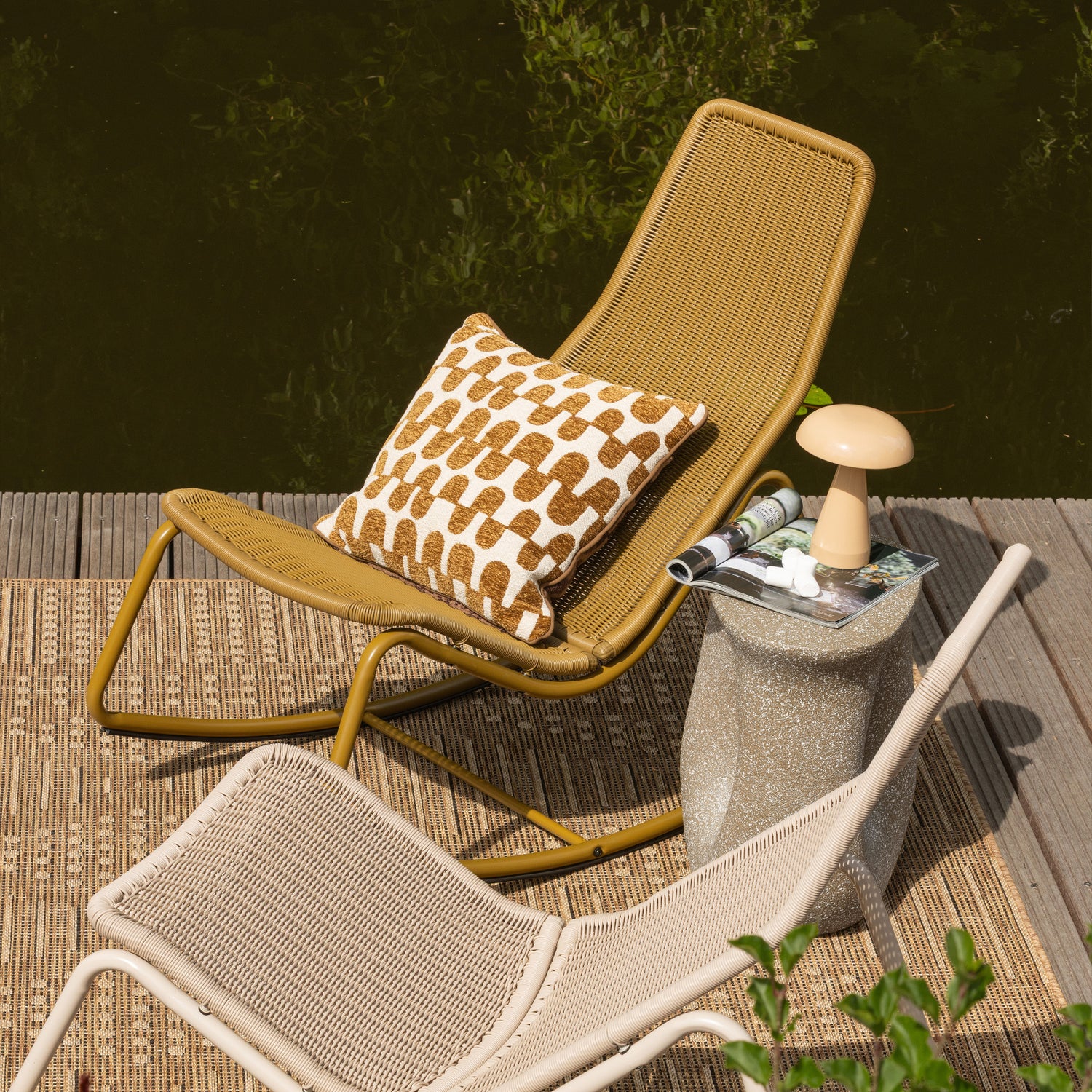 Tuin Schommelstoel Tom Rattan - Honinggeel - Afbeelding 3