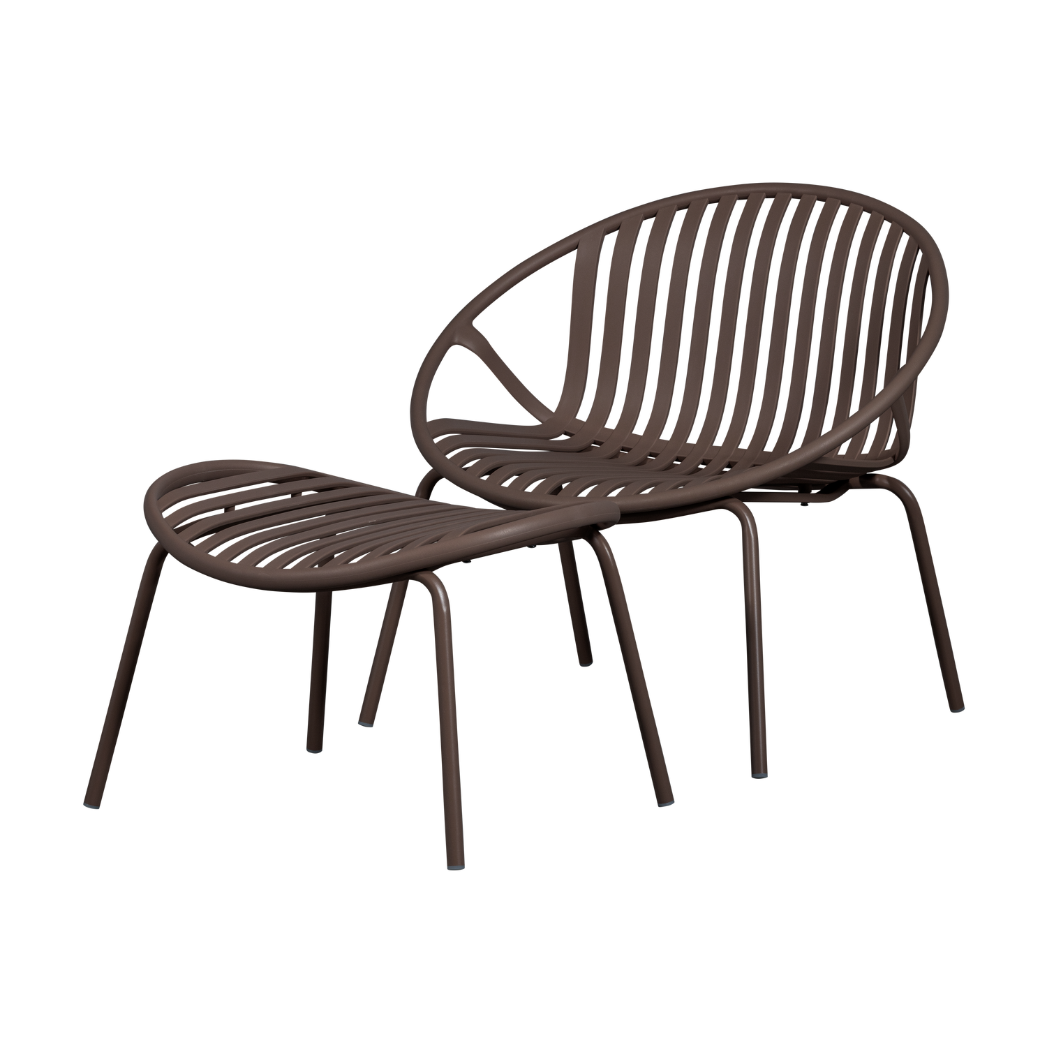 Tuin Loungestoel Bruce Met hocker, kleur Paars/Bruin