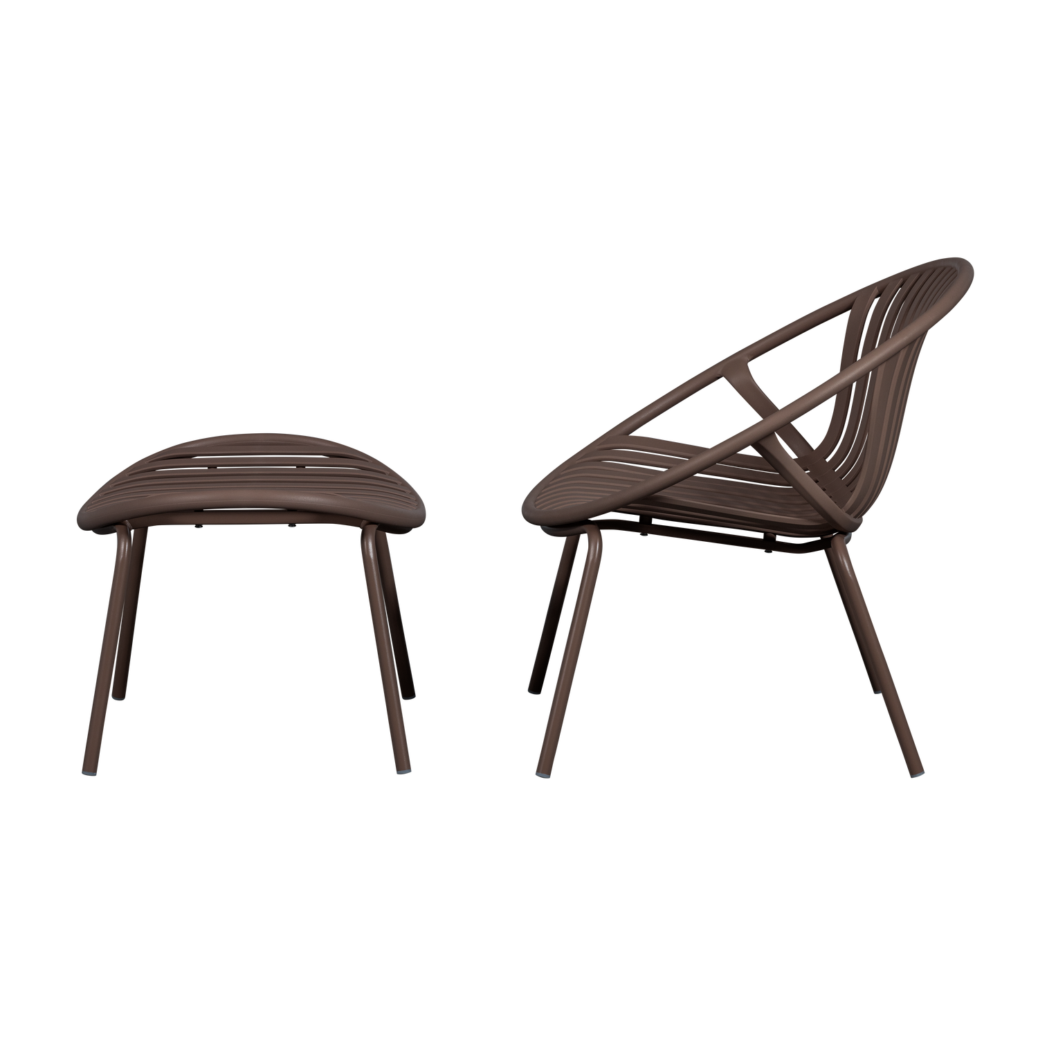 Tuin Loungestoel Bruce Met hocker, kleur Paars/Bruin - Afbeelding 4