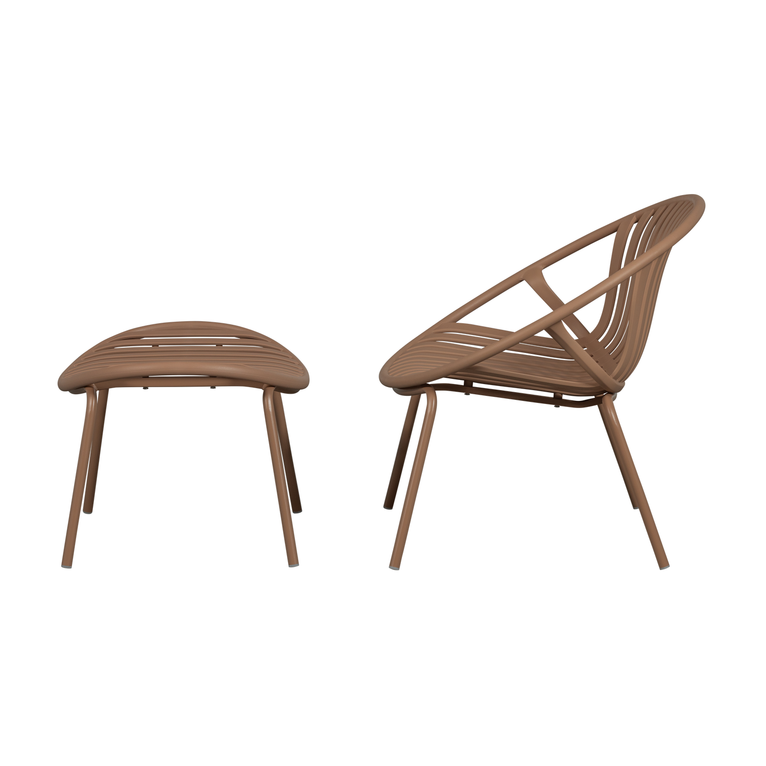 Tuin Loungestoel Bruce Met hocker, kleur Zalmroze - Afbeelding 4