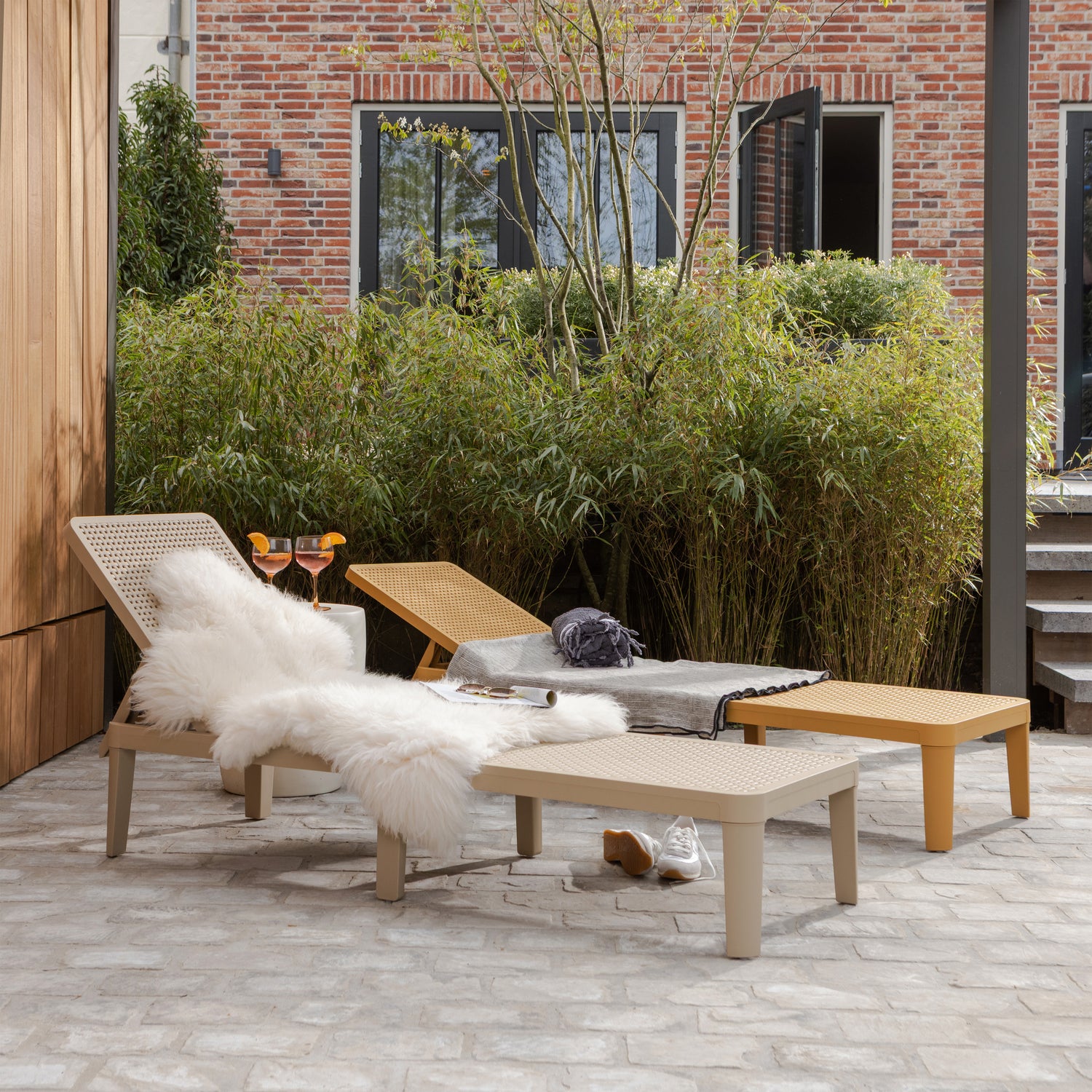 Tuin Ligbed Jinte Kunststof - Geel - Afbeelding 2