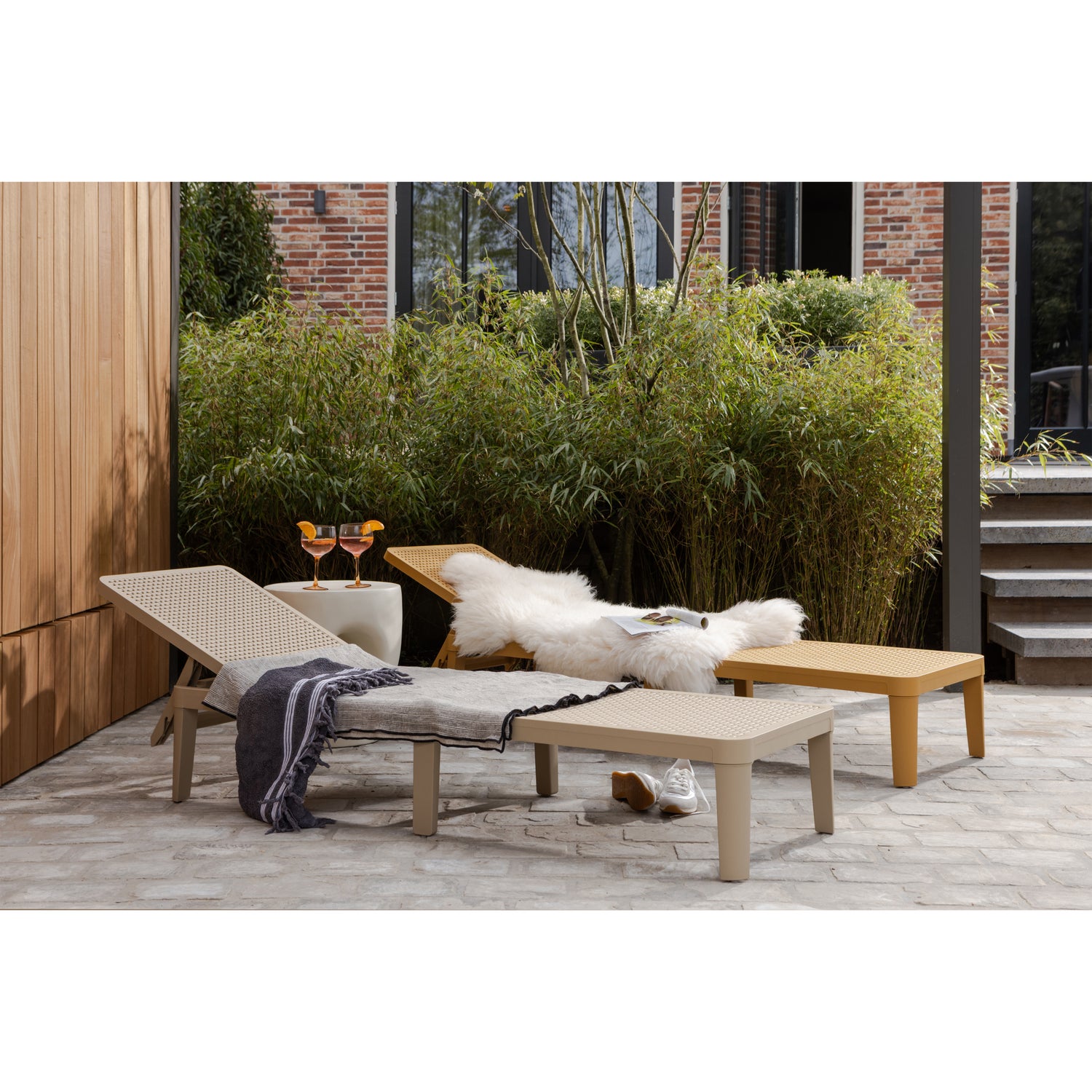 Tuin Ligbed Jinte Kunststof - Geel - Afbeelding 3