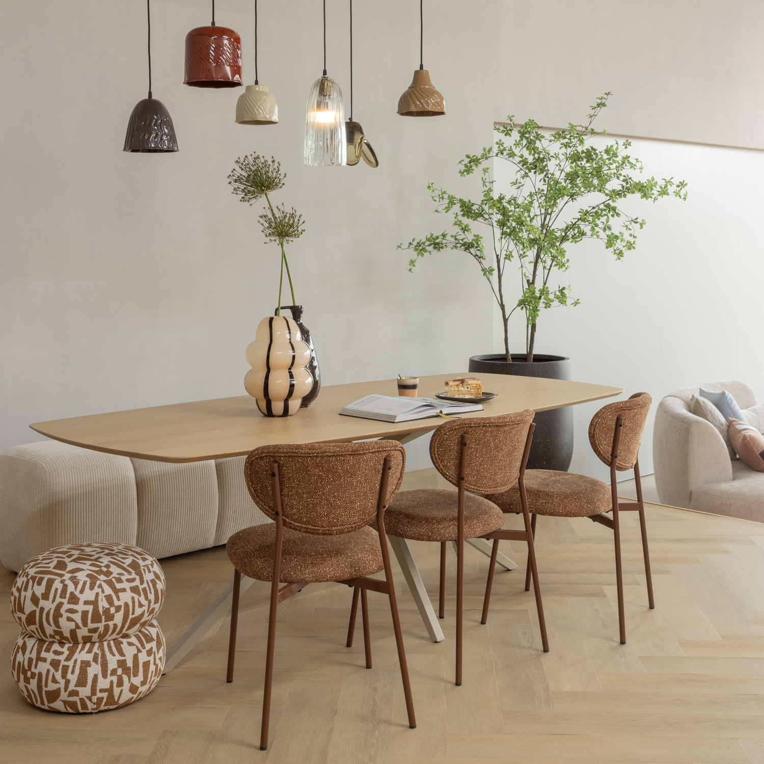 Poef Anic Grafisch Patroon - Bruin - Afbeelding 4