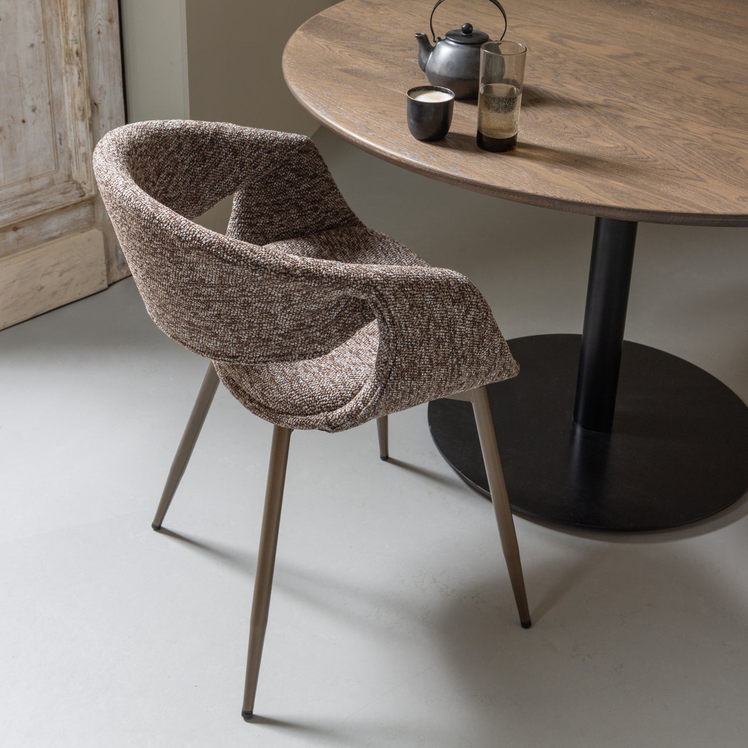 Eetkamerstoel Yossi Koperkleurig onderstel  - Bruin - Afbeelding 7