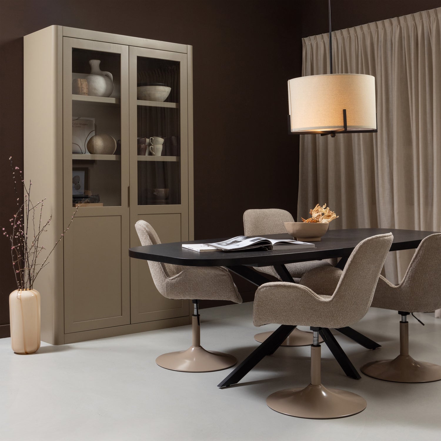 Uitschuifbare Eettafel Arros Deens Ovaal 180-220 x 90 cm - Zwart - Afbeelding 8