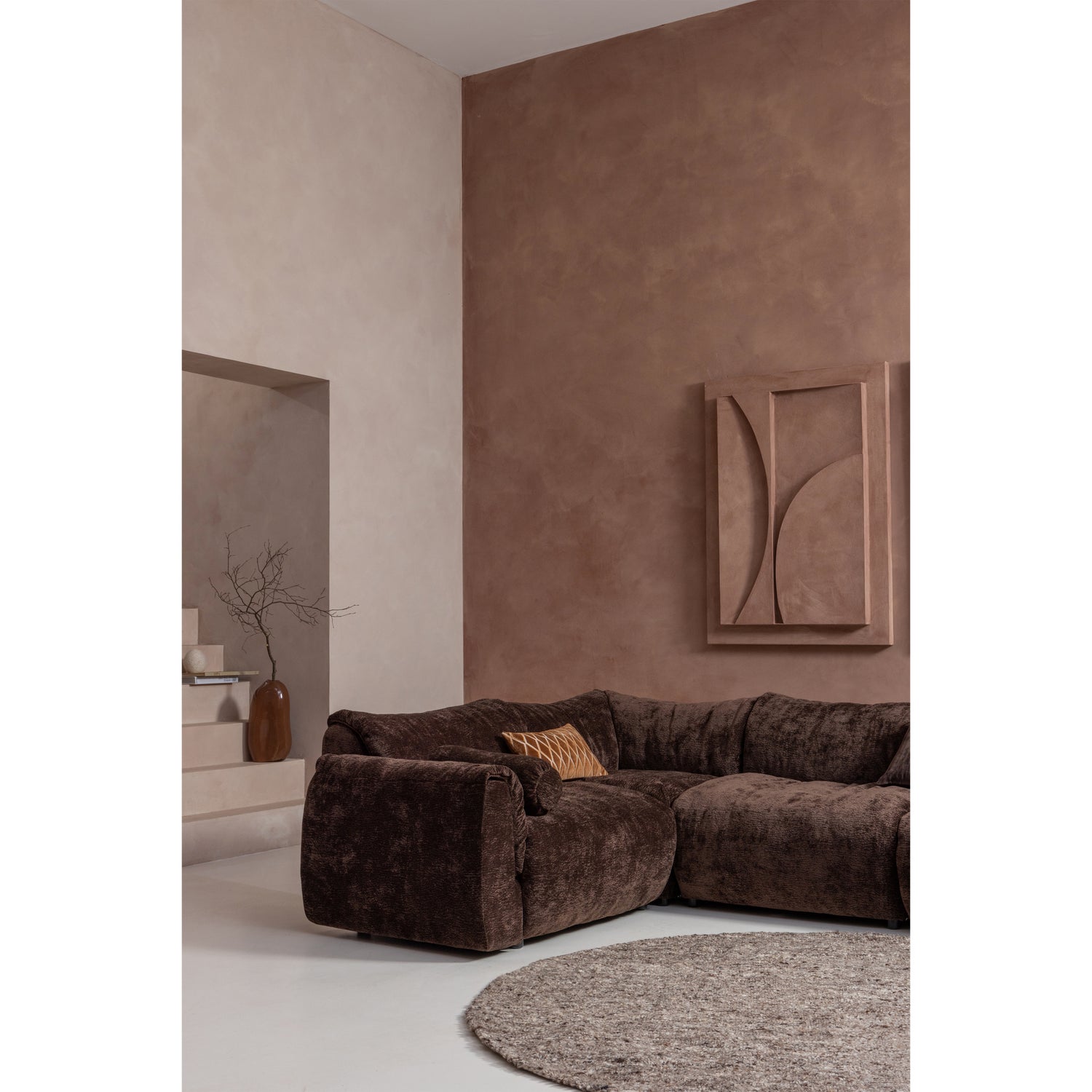 Baggy rolkussen 50xØ23cm 3d chenille donkerbruin - Afbeelding 8
