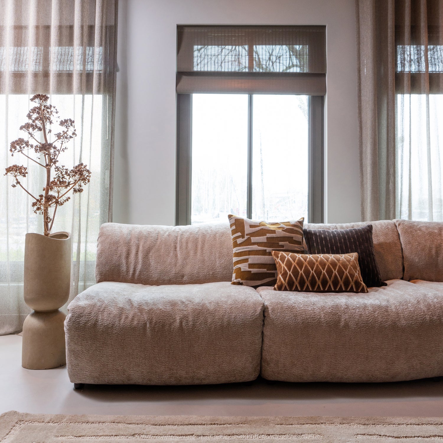 Mosi vaas/plantenpot fiber clay beige 75xØ25cm - Afbeelding 6