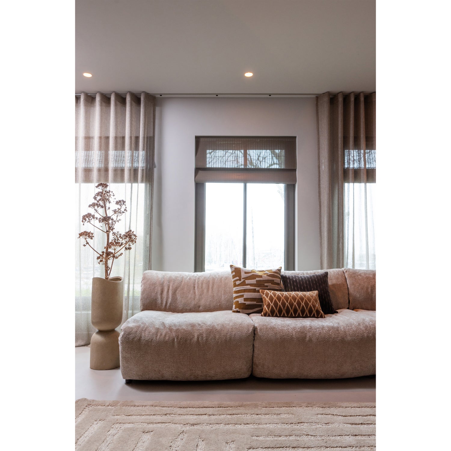 Mosi vaas/plantenpot fiber clay beige 75xØ25cm - Afbeelding 7