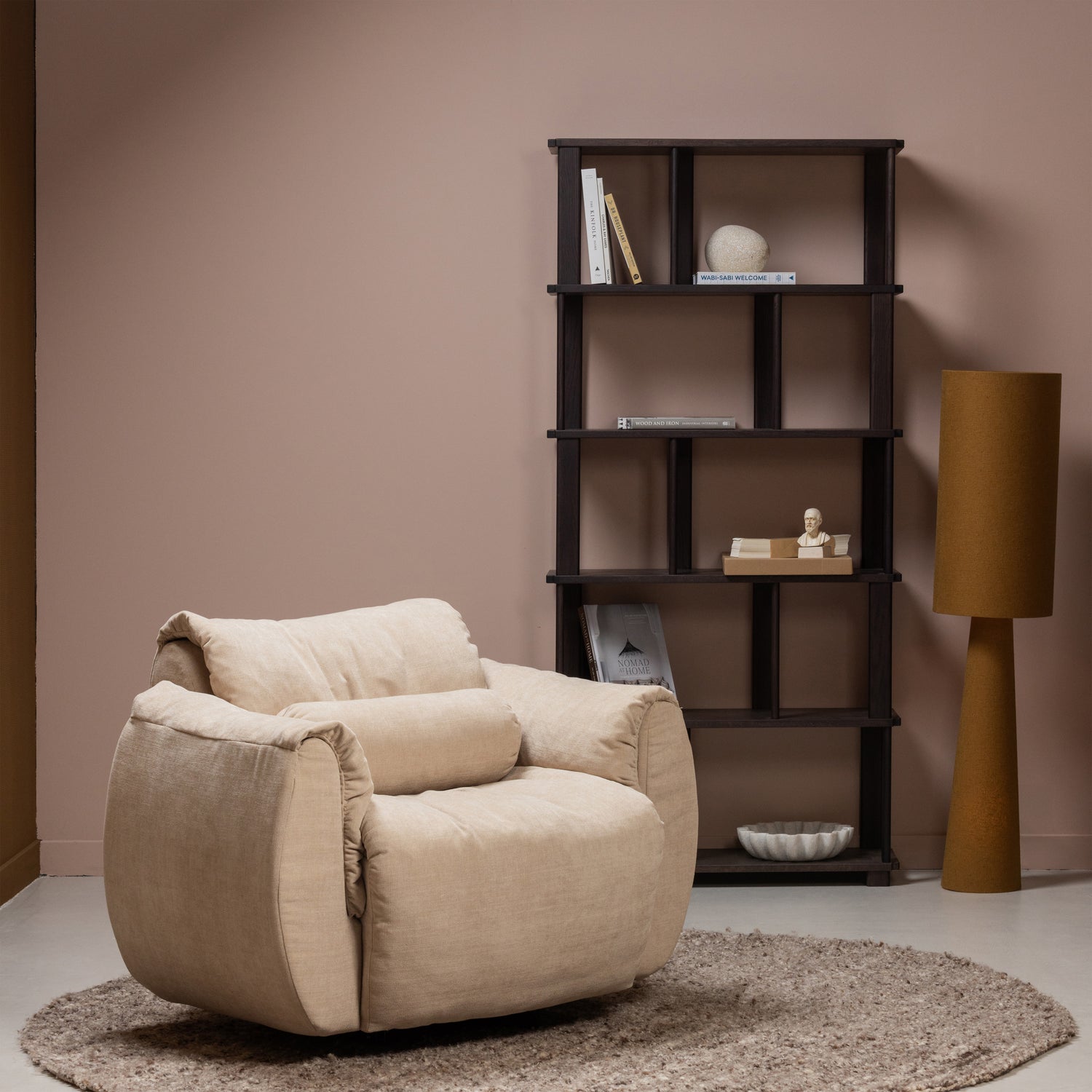 Draaibare Fauteuil Baggy - Geweven Chenille Zand - Afbeelding 9