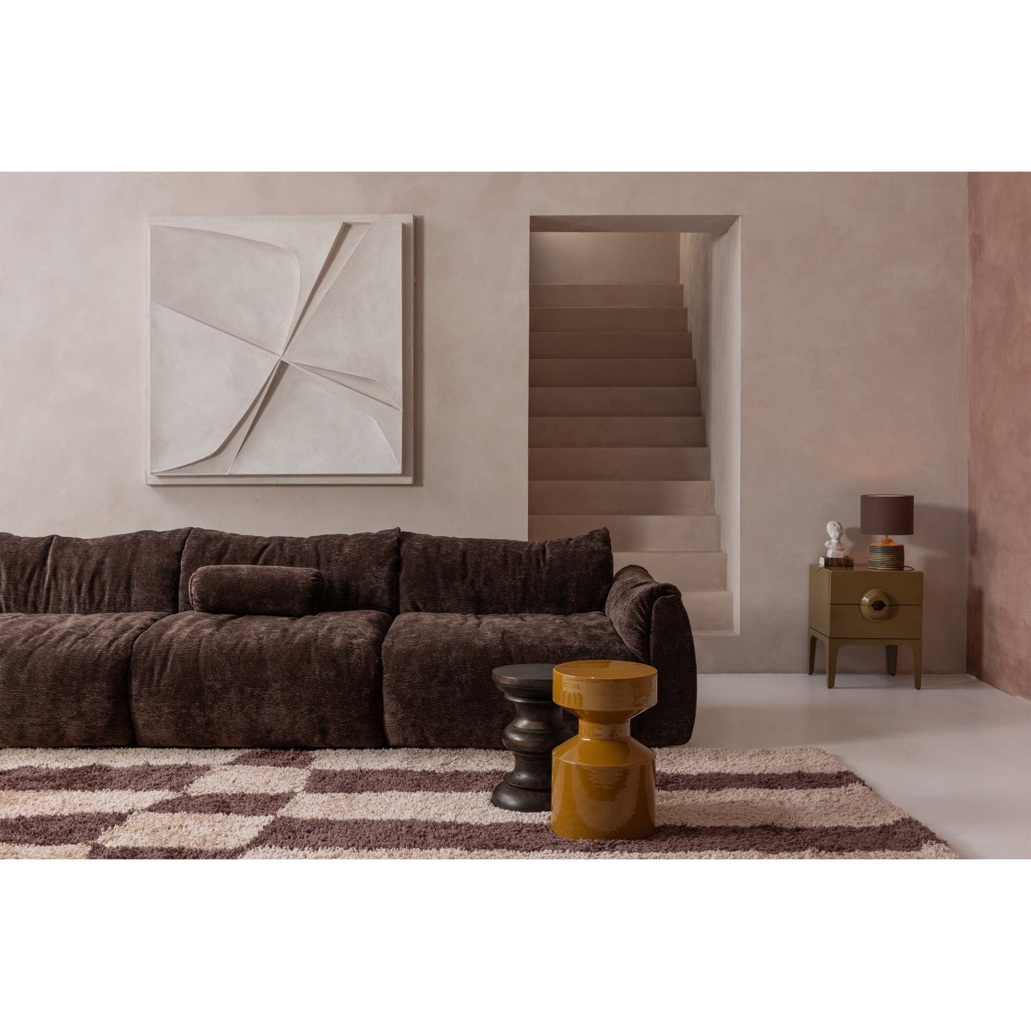 Baggy rolkussen 50xØ23cm 3d chenille donkerbruin - Afbeelding 7