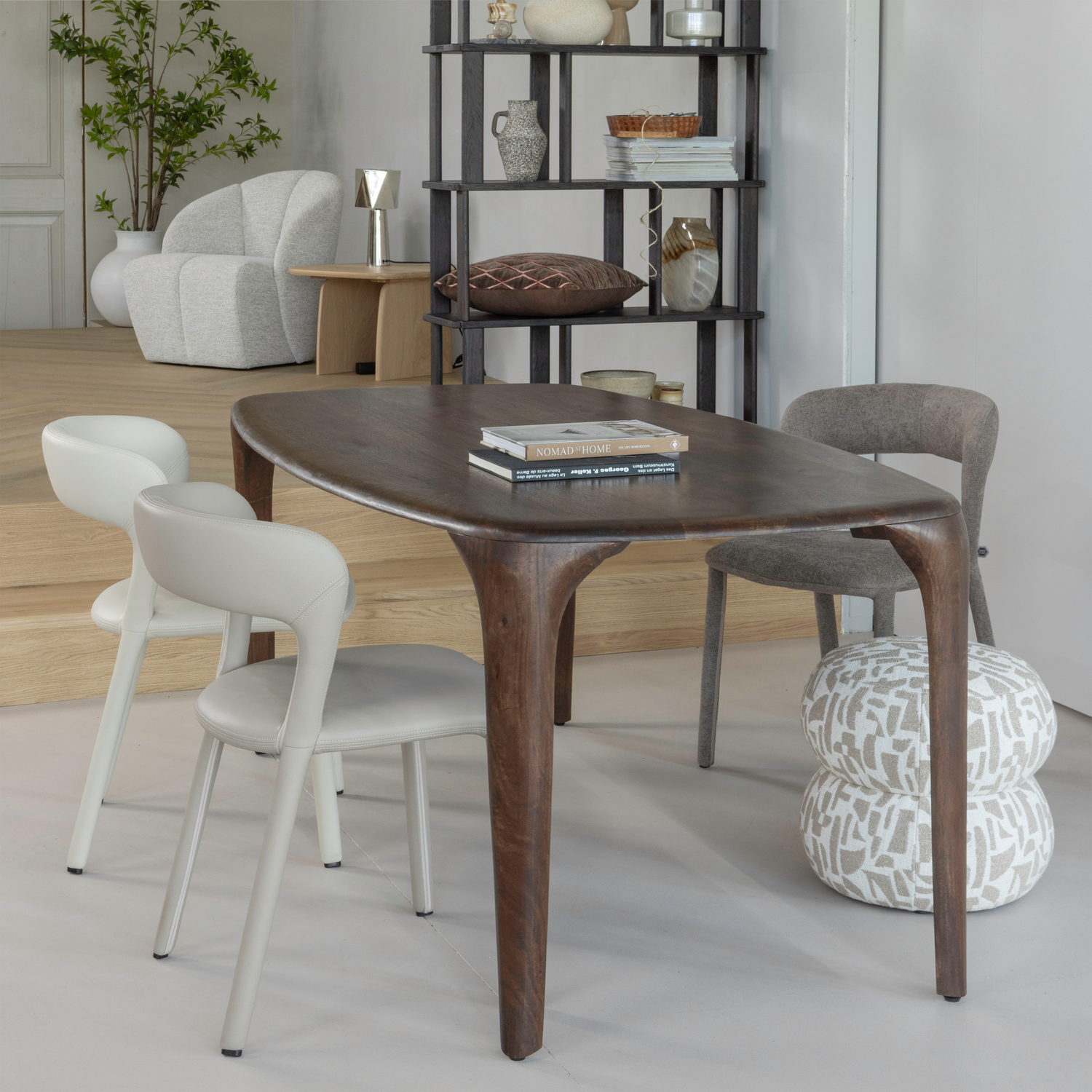 Deens Ovale Eettafel Fiore 190x95 cm - Mangohout - Donkerbruin - Afbeelding 2
