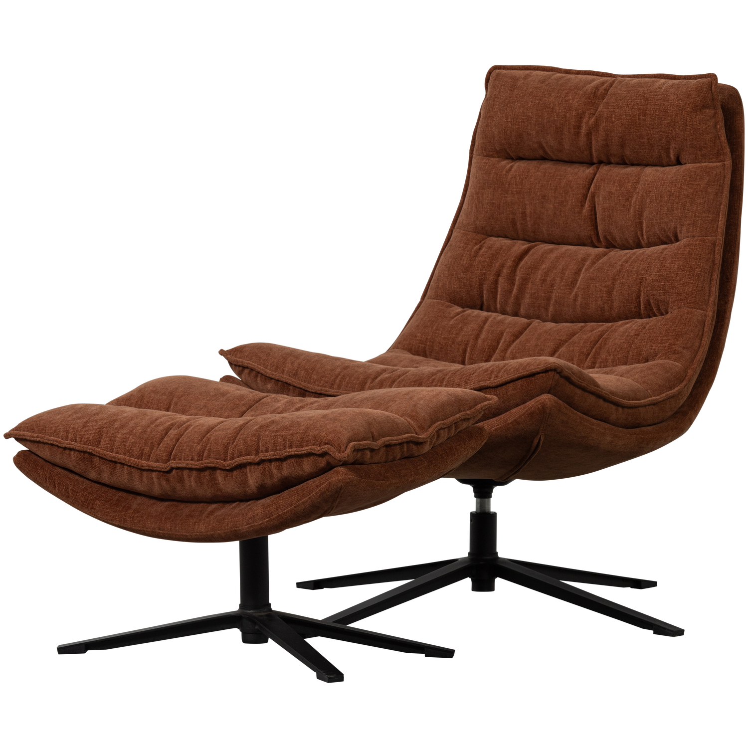 Draaibare Fauteuil Kube met Hocker - Bruin - Afbeelding 4