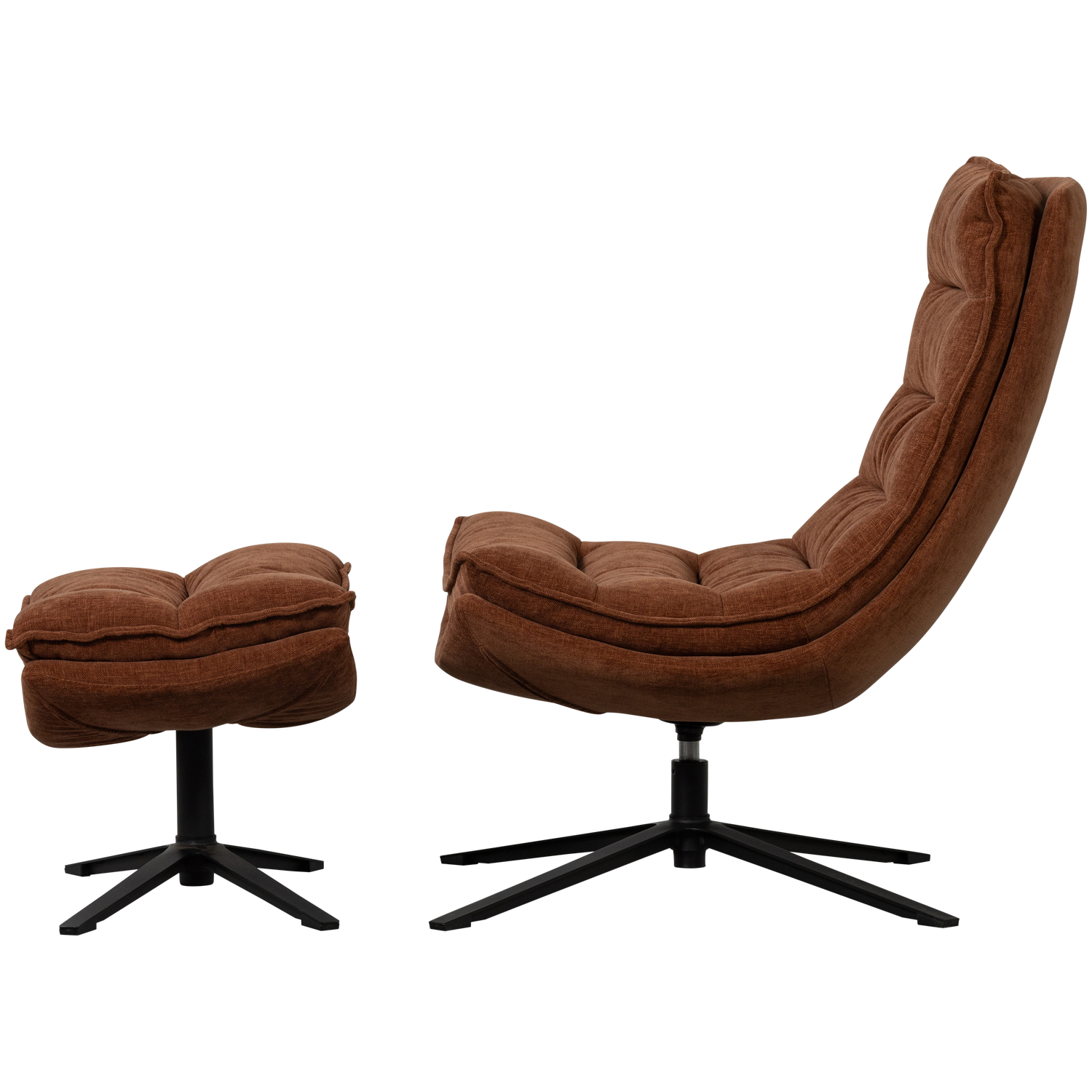 Draaibare Fauteuil Kube met Hocker - Bruin - Afbeelding 8