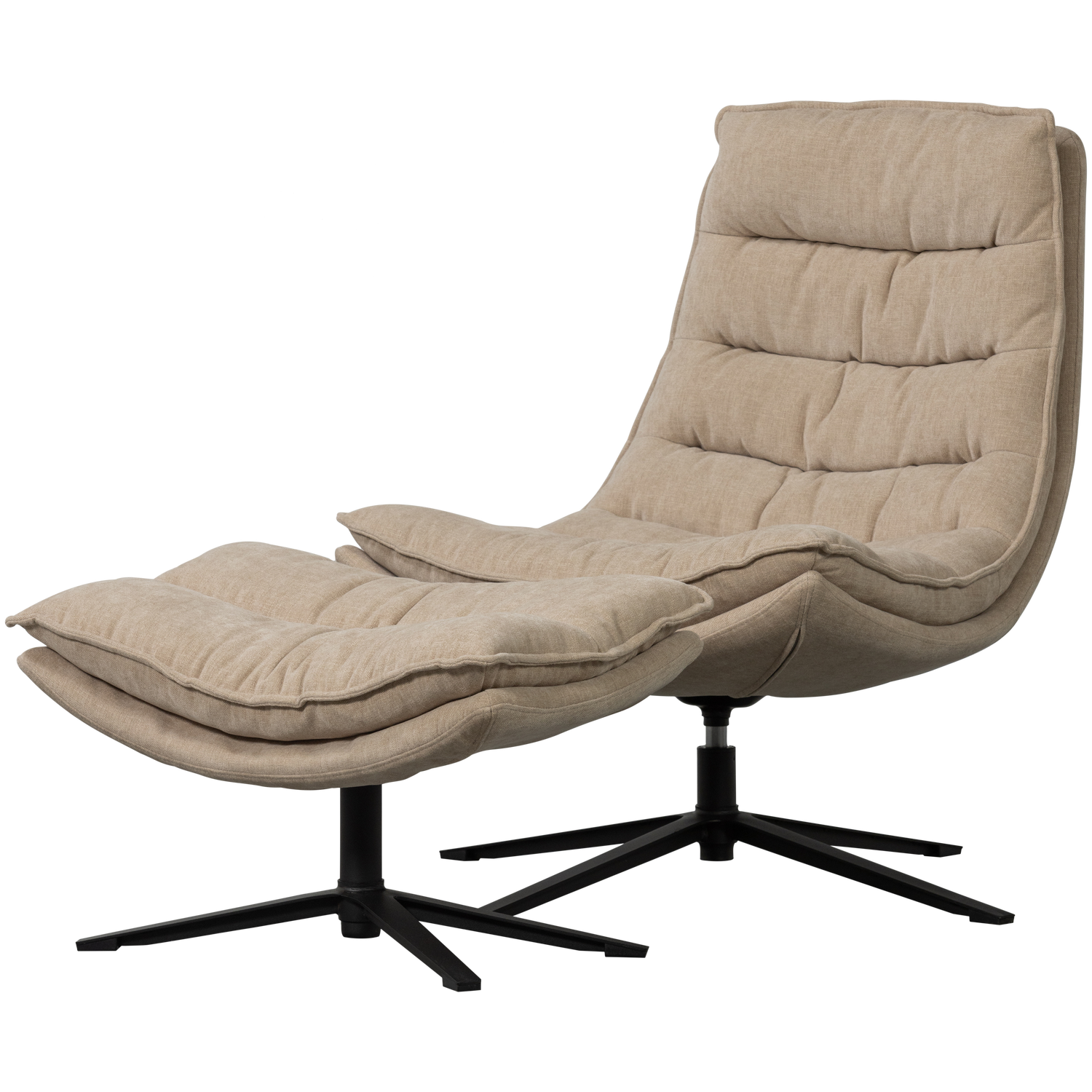Draaibare Fauteuil Kube met Hocker - Naturel - Afbeelding 4