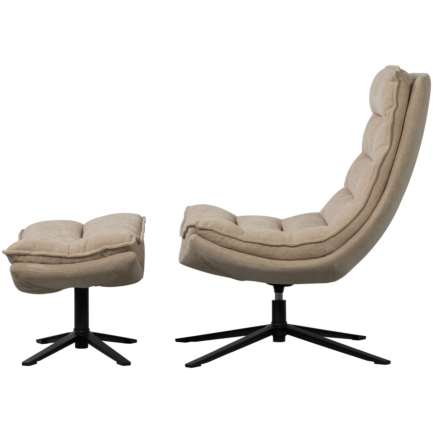 Draaibare Fauteuil Kube met Hocker - Naturel - Afbeelding 8