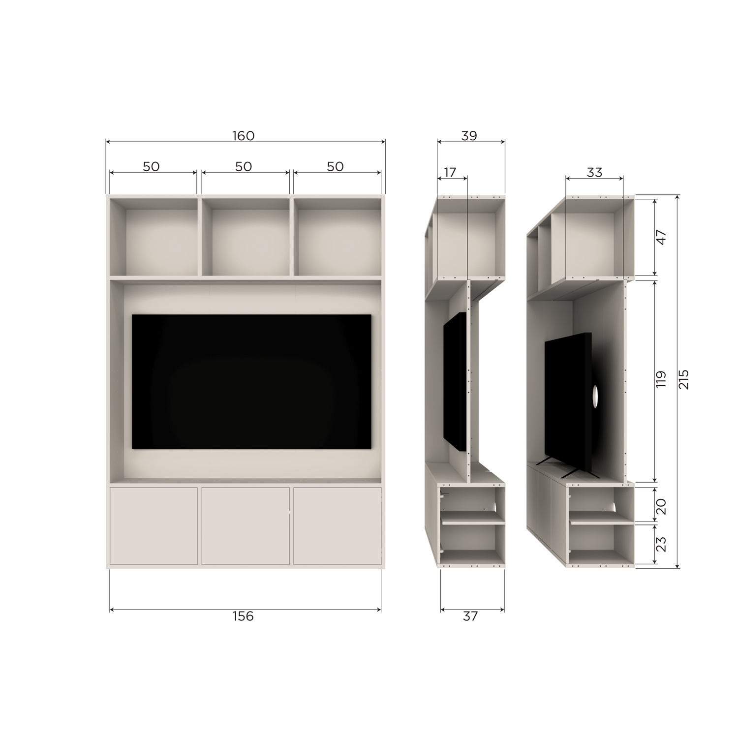 TV-kast Meggy 215 x 160cm - Dust - Afbeelding 7