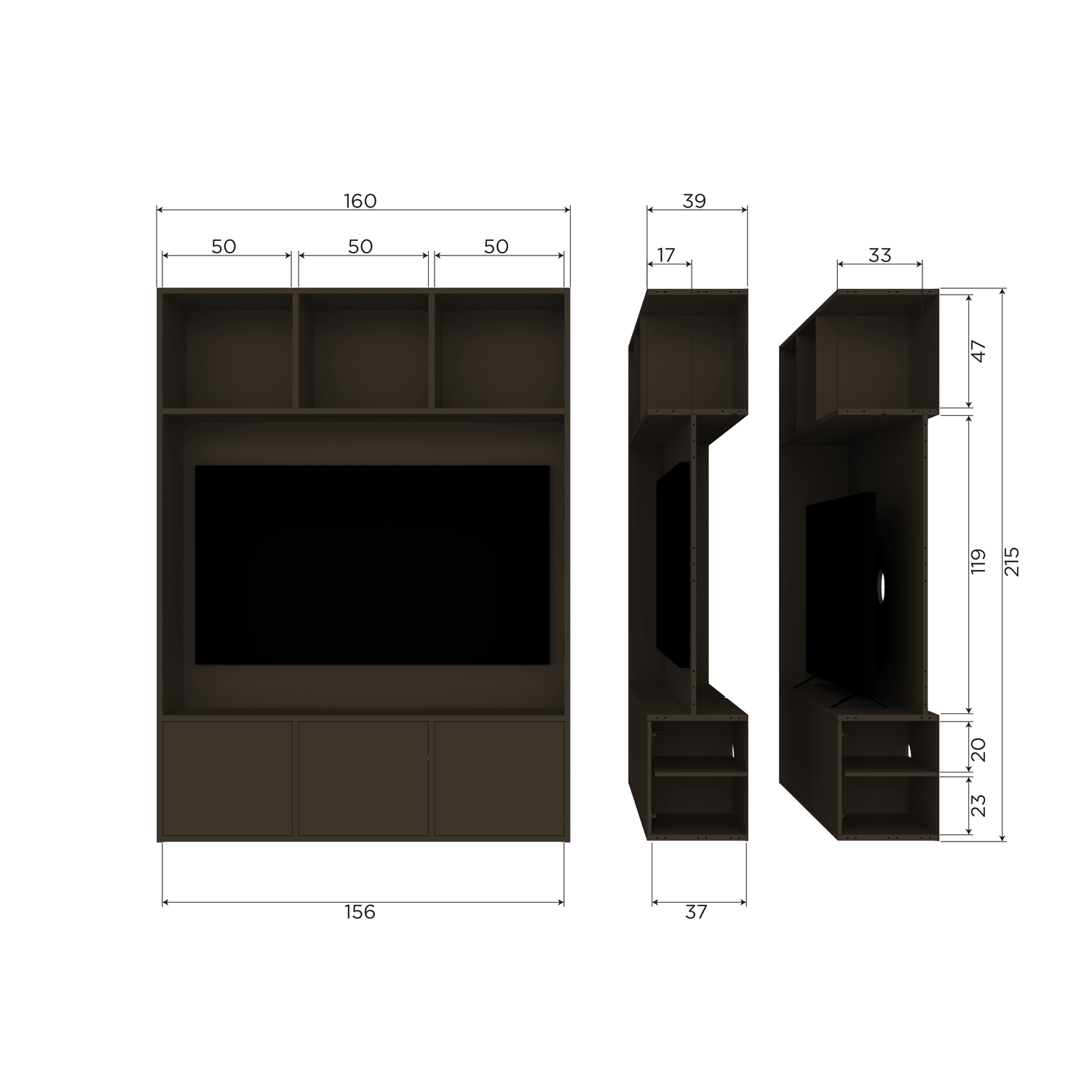 TV-kast Meggy 215 x 160cm - Bruin - Afbeelding 7