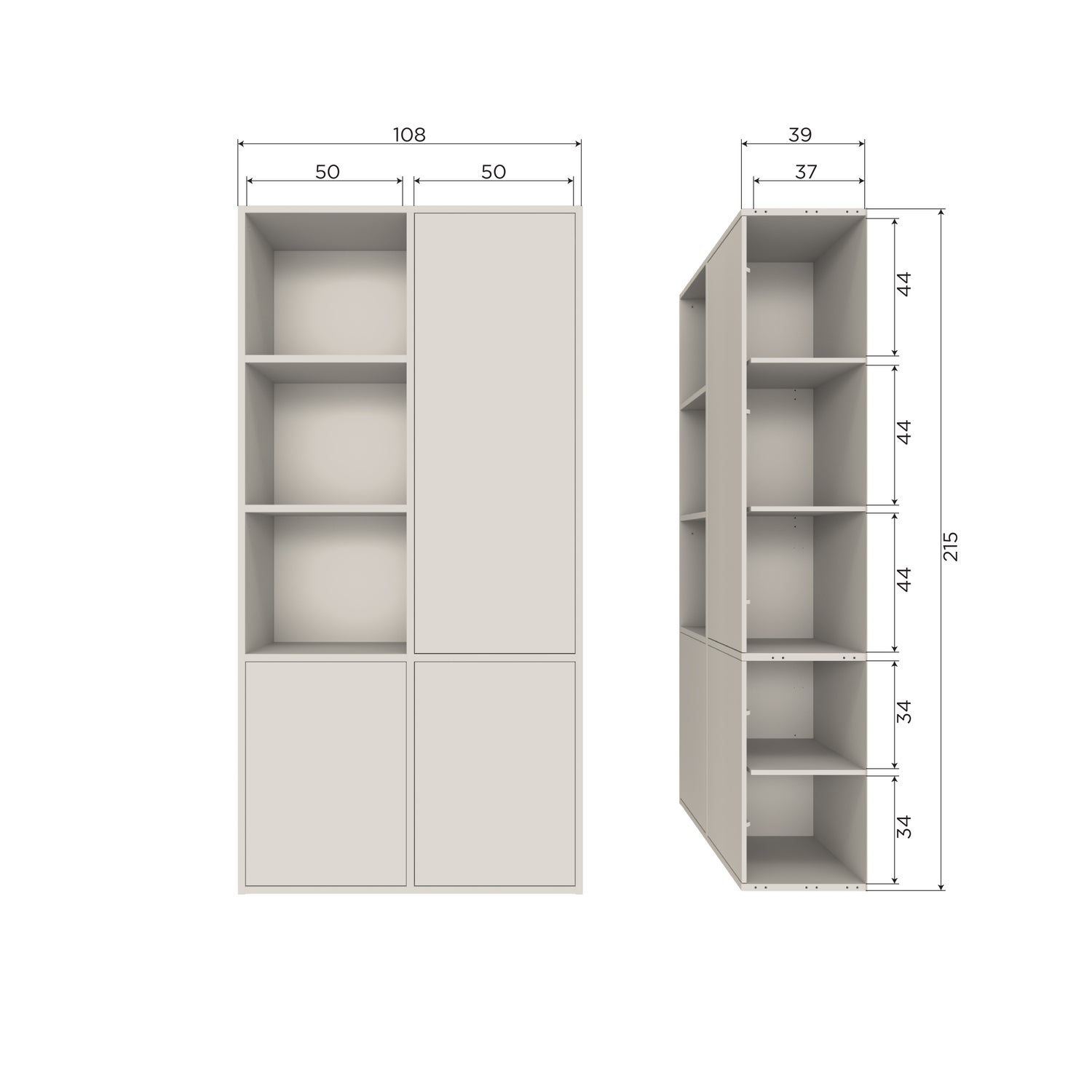 Opbergkast Meggy 215 x 108, kleur Dust (rechts) - Afbeelding 8