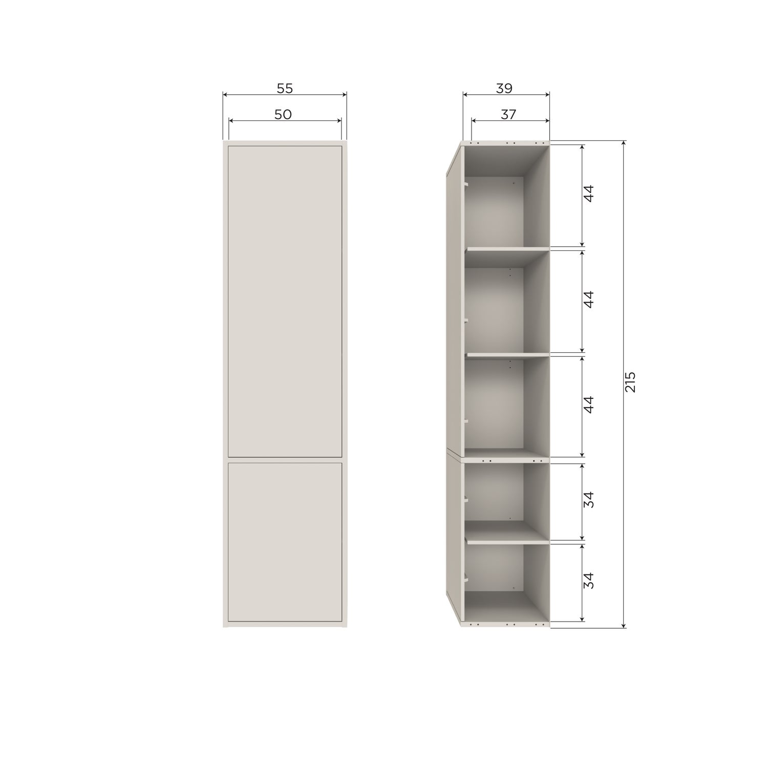 Opbergkast Meggy 215 x 55, kleur Dust - Afbeelding 8