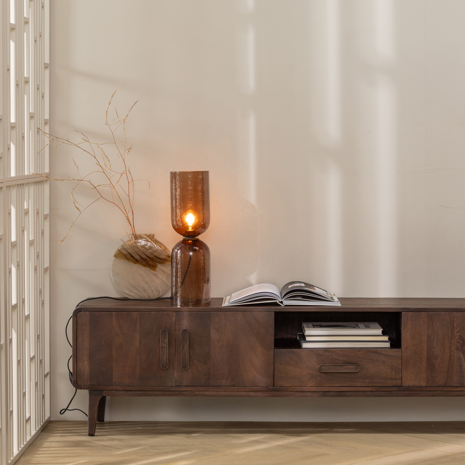 TV Meubel Liya 200 cm - Mangohout Donkerbruin - Afbeelding 3