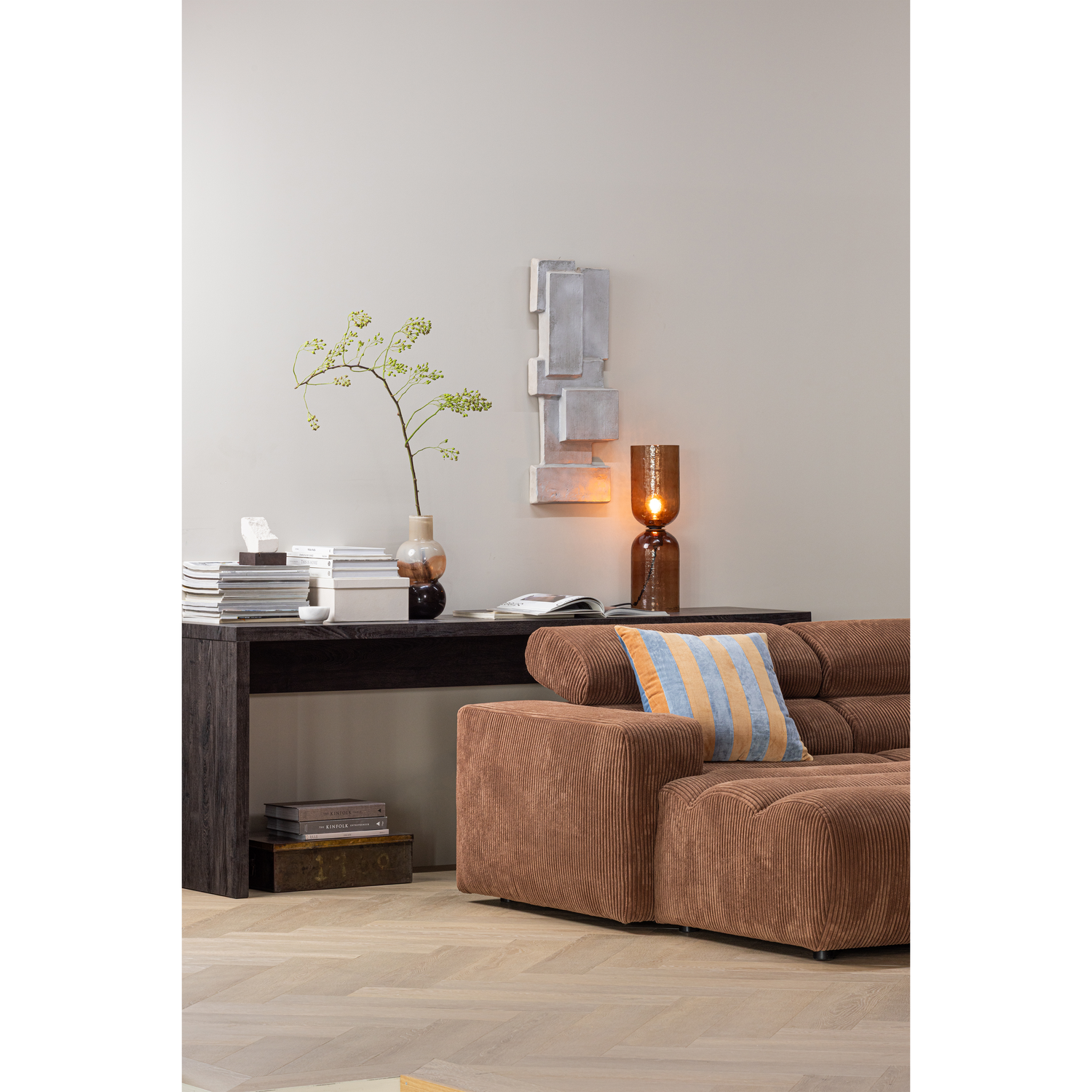 Sidetable/Bureau Maan MDF, 200cm, kleur Donkerbruin - Afbeelding 2