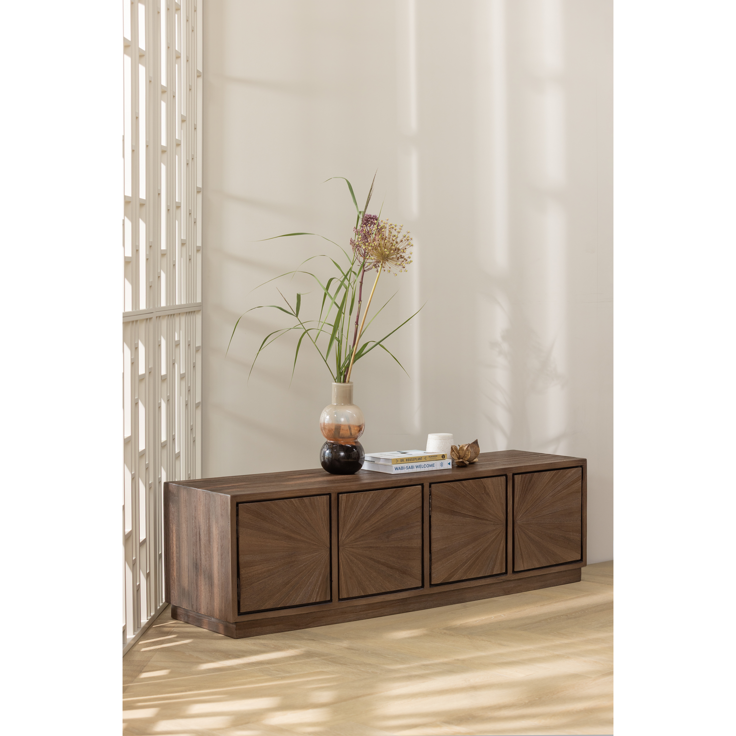 TV-meubel Sun Teakhout, 150cm - Bruin - Afbeelding 2
