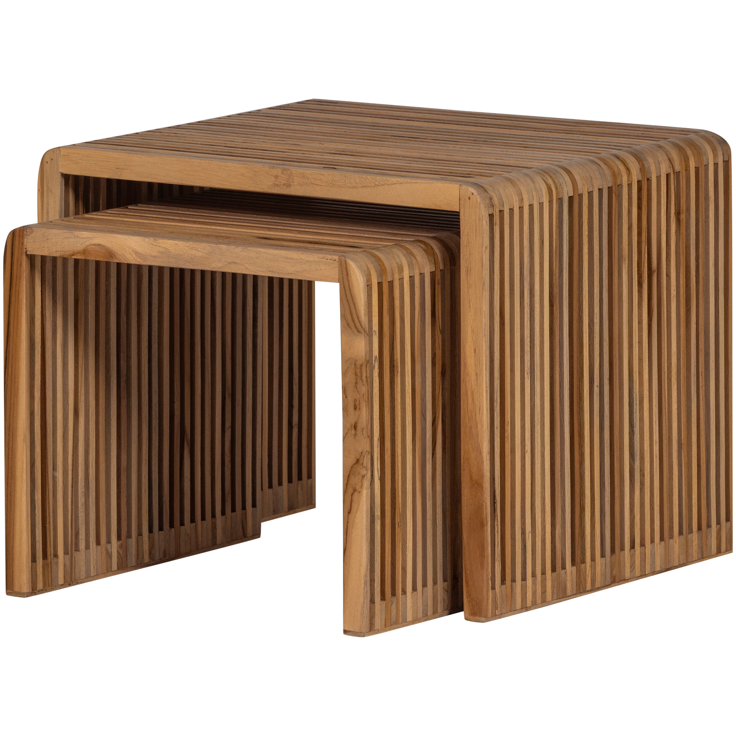 Bijzettafel Jasmijn Teakhout, Set van 2 stuks - Naturel