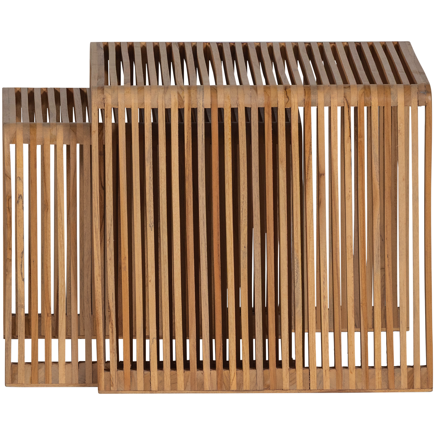 Bijzettafel Jasmijn Teakhout, Set van 2 stuks - Naturel - Afbeelding 4