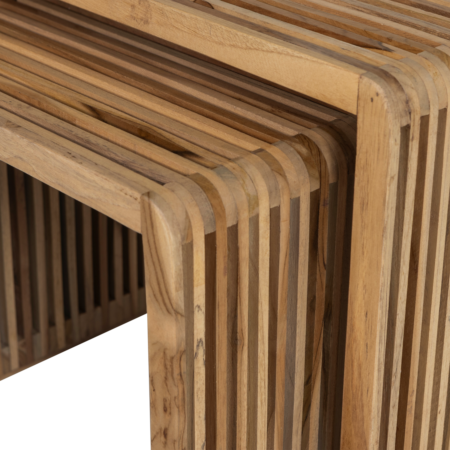 Bijzettafel Jasmijn Teakhout, Set van 2 stuks - Naturel - Afbeelding 5