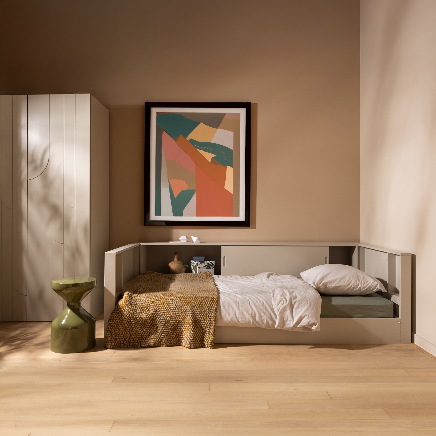 Bedbank Carter Grenenhout, 90 x 200cm - Dust - Afbeelding 4