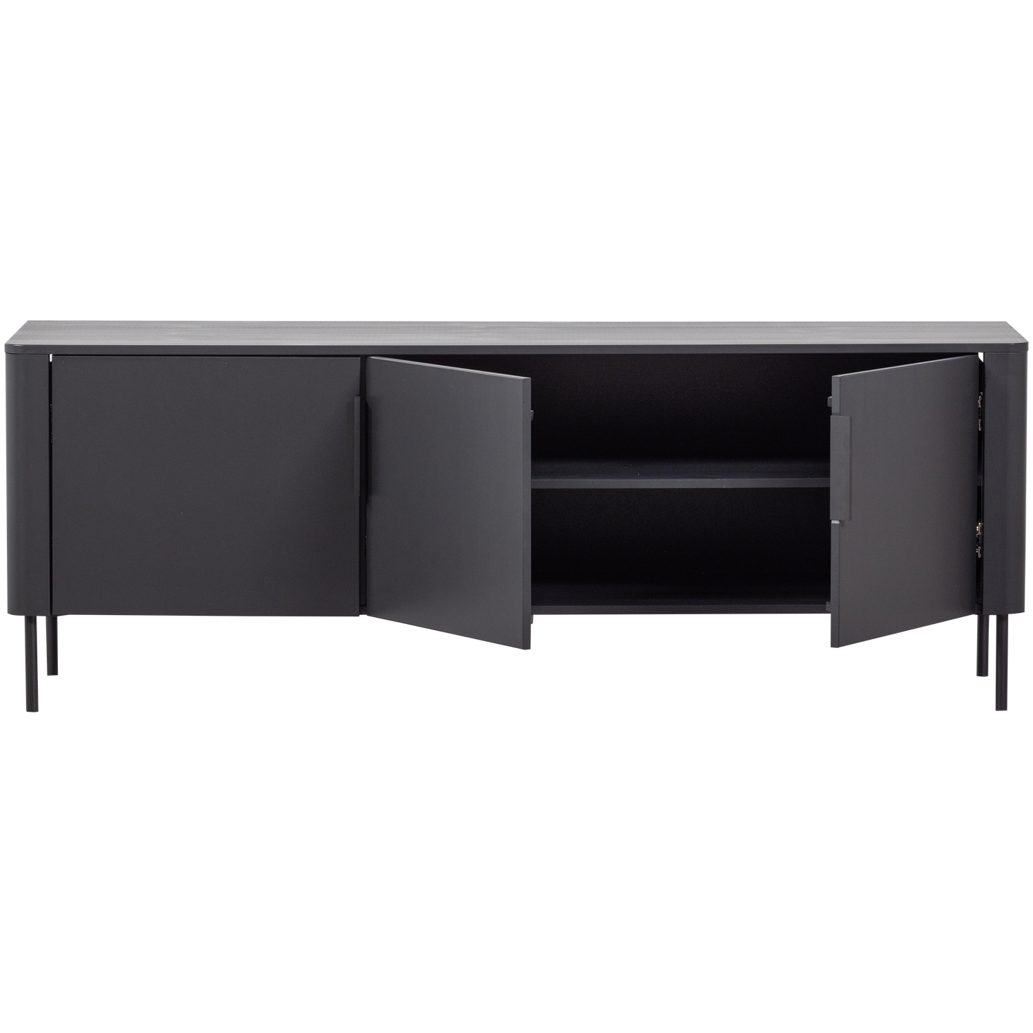 TV-meubel Gunnar Grenenhout, 154cm - Mat Zwart - Afbeelding 6