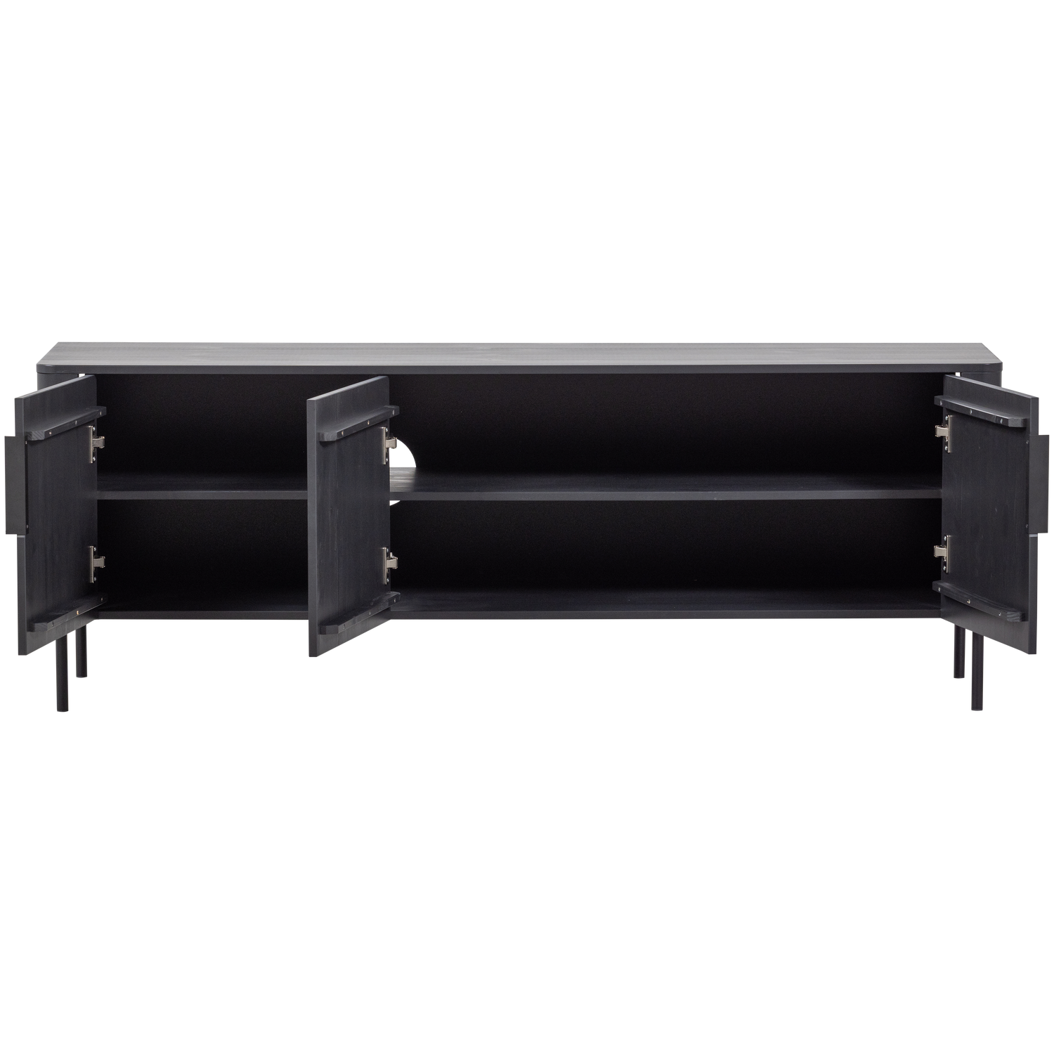 TV-meubel Gunnar Grenenhout, 154cm - Mat Zwart - Afbeelding 7