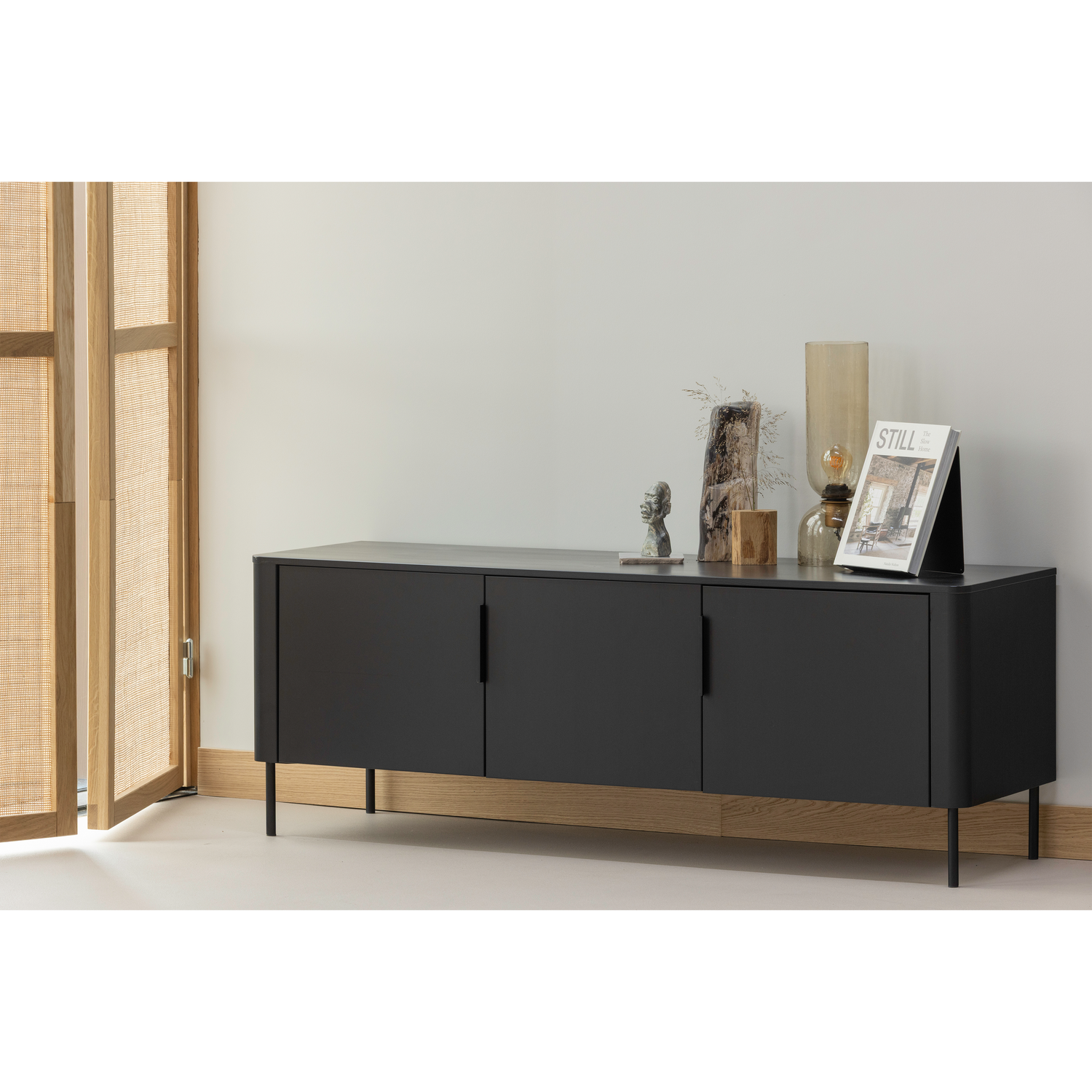 TV-meubel Gunnar Grenenhout, 154cm - Mat Zwart - Afbeelding 2