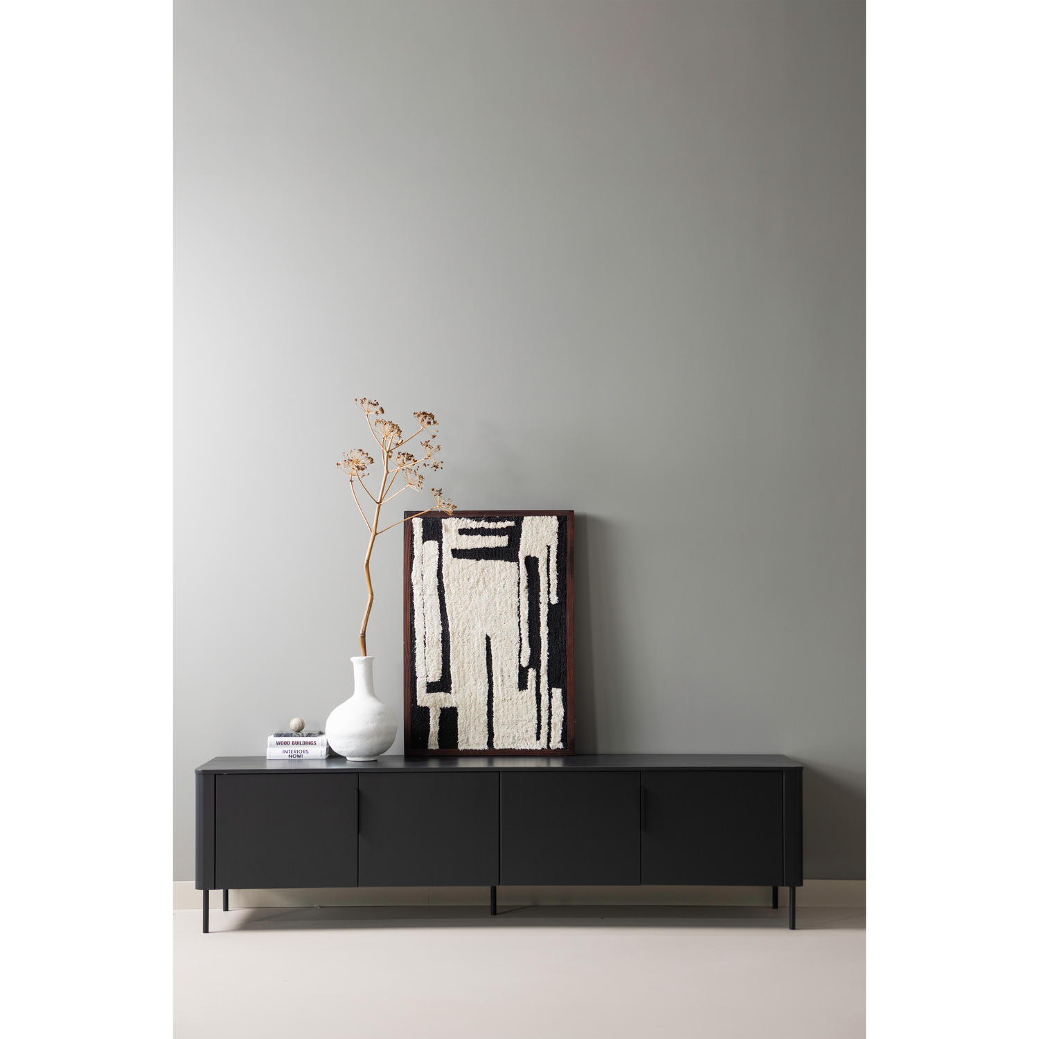TV-meubel Gunnar Grenenhout, 200cm - Mat Zwart - Afbeelding 2